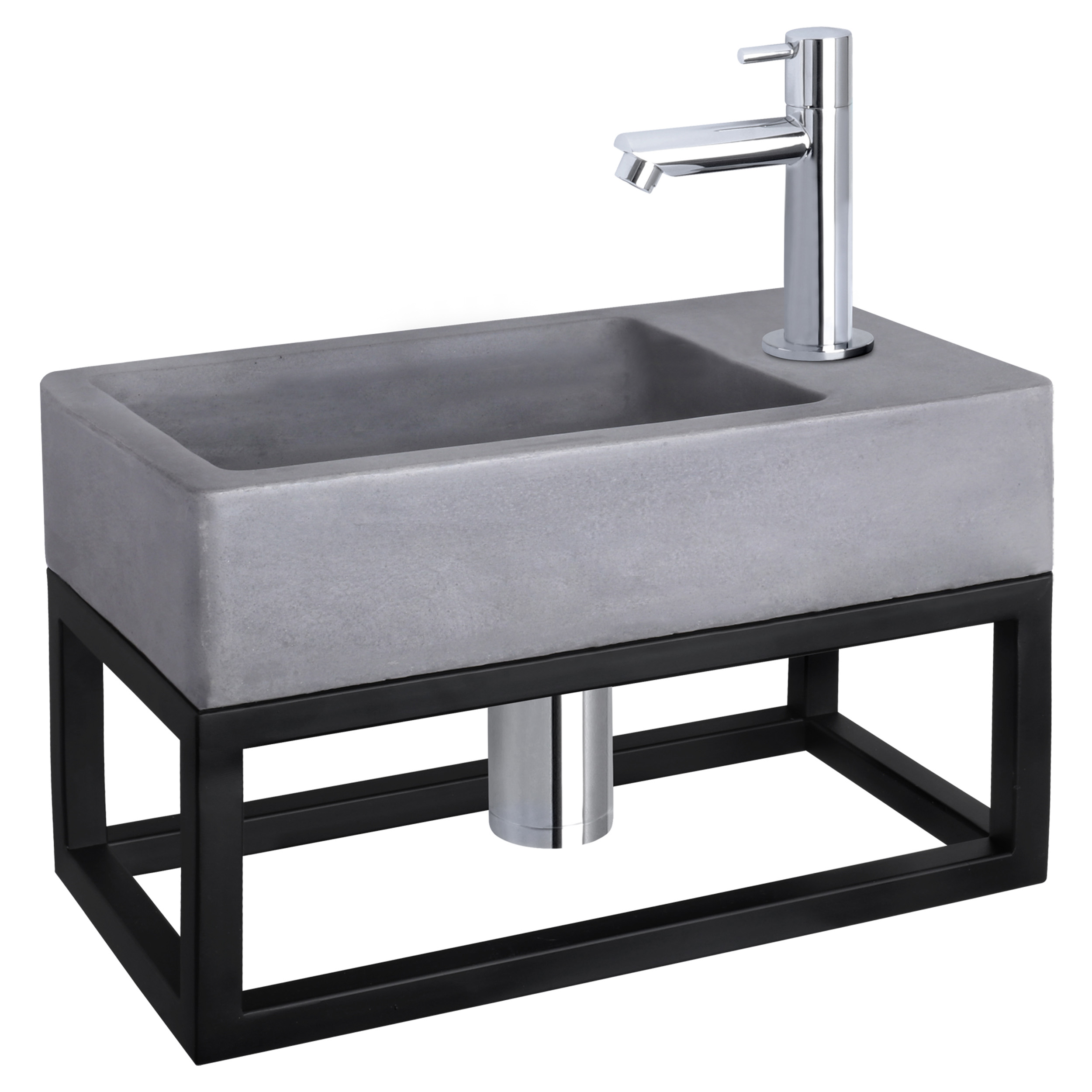 38.401.72 Differnz Force fonteinset beton donkergrijs - kraan recht - met handdoekrek chroom 40 x 22 x 9 cm