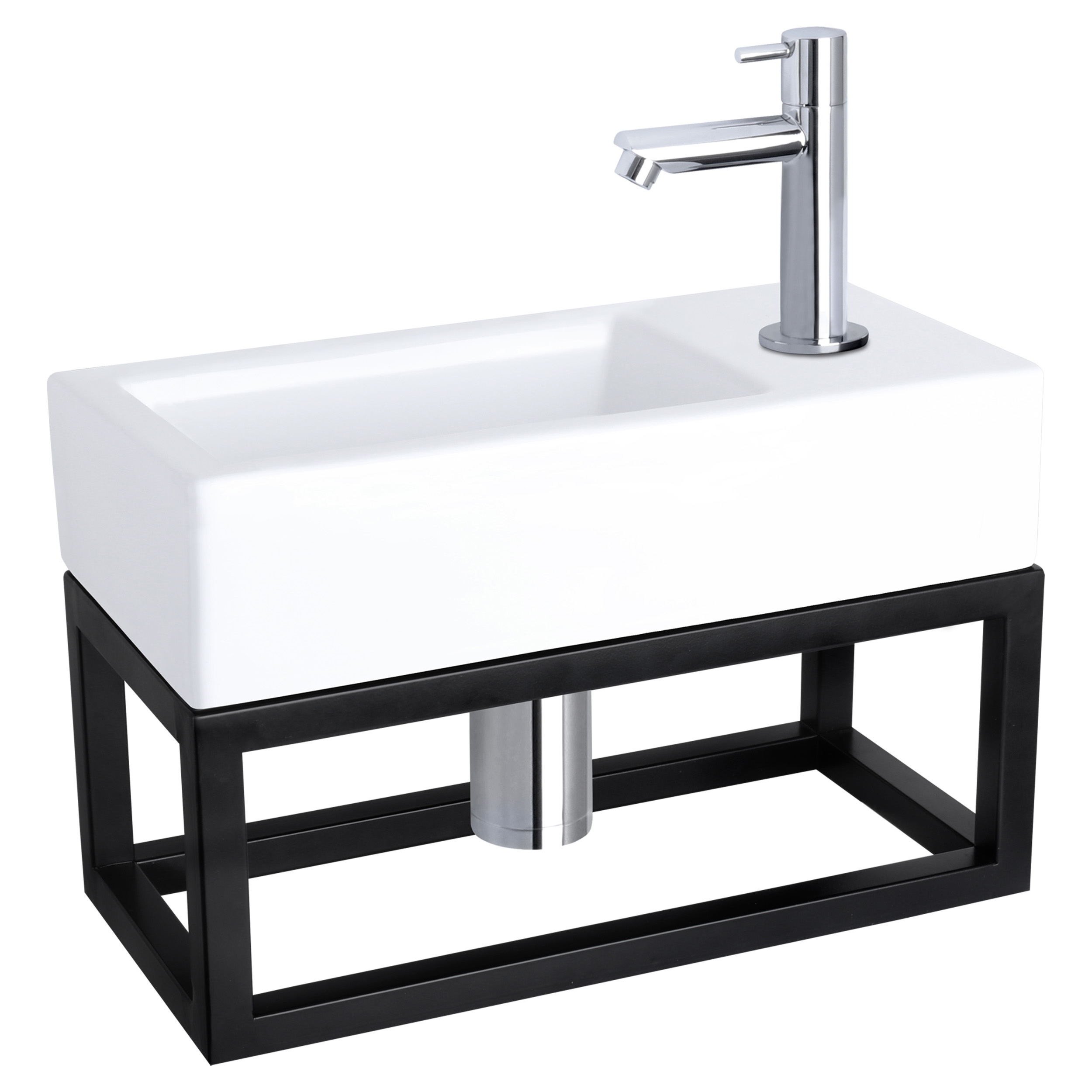 38.401.84 Differnz Ravo fonteinset keramiek - kraan recht - met handdoekrek chroom 38.5 x 18.5 x 9 cm