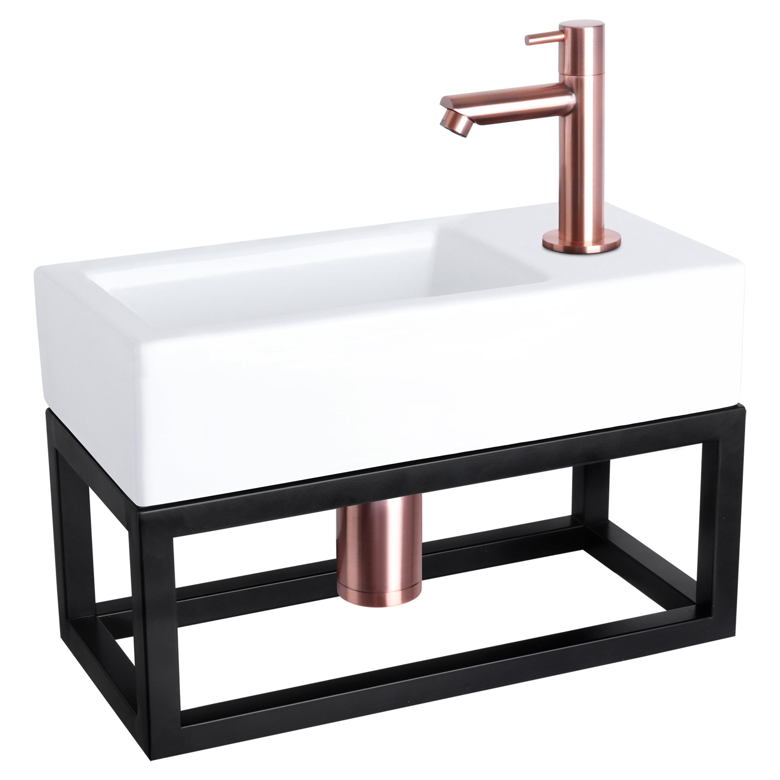38.401.88 Differnz Ravo fonteinset keramiek - kraan recht - met handdoekrek rood koper 38.5 x 18.5 x 9 cm