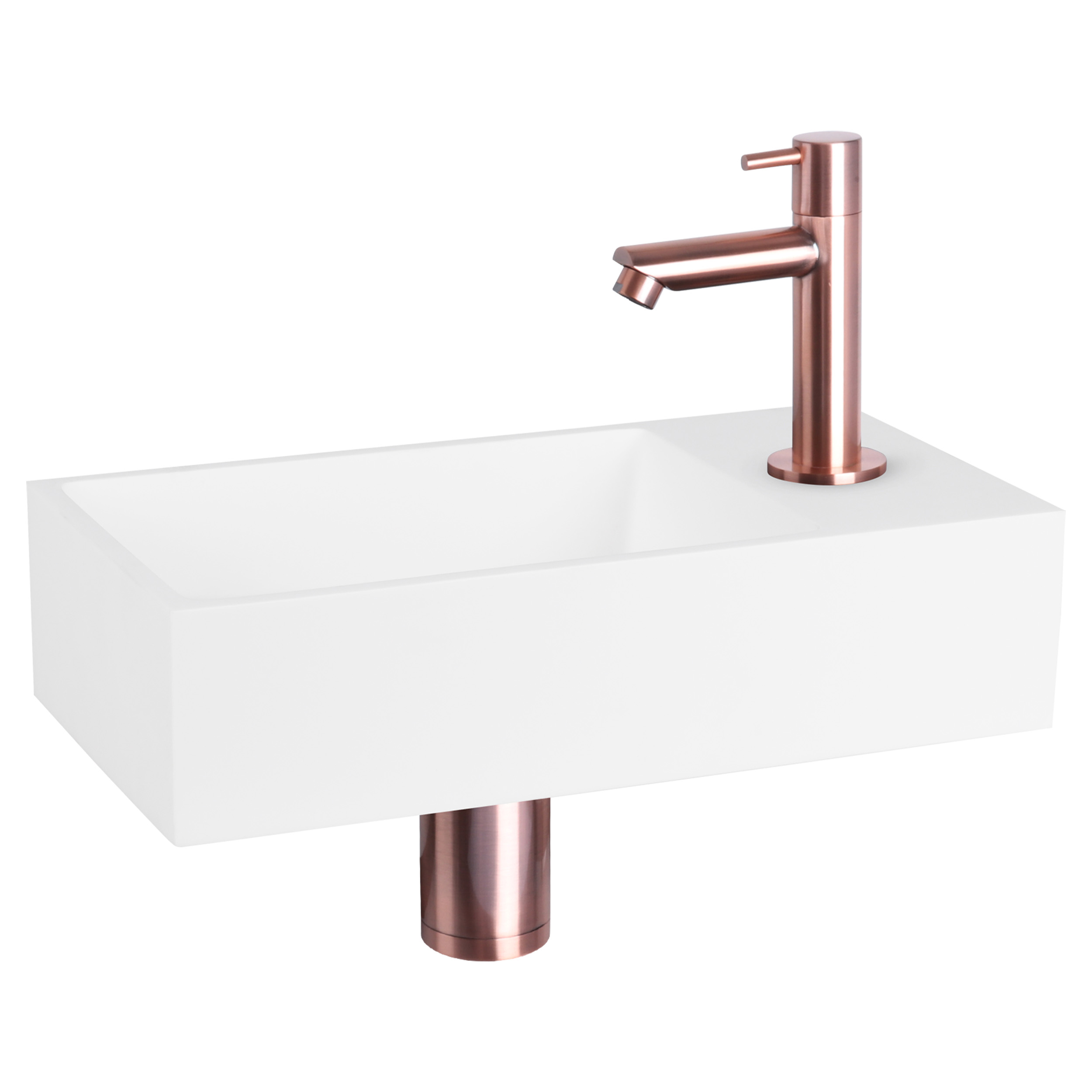 38.402.36 Differnz Solid fonteinset solid surface - kraan recht rood koper 36 x 18.5 x 9 cm