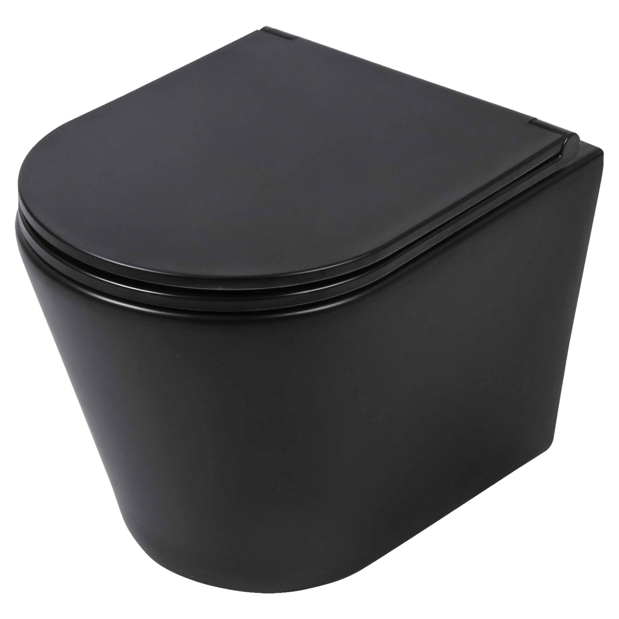 38.500.03 Differnz  wand toilet rimless - met zitting mat zwart 51.5 x 35.5 x 36.5 cm