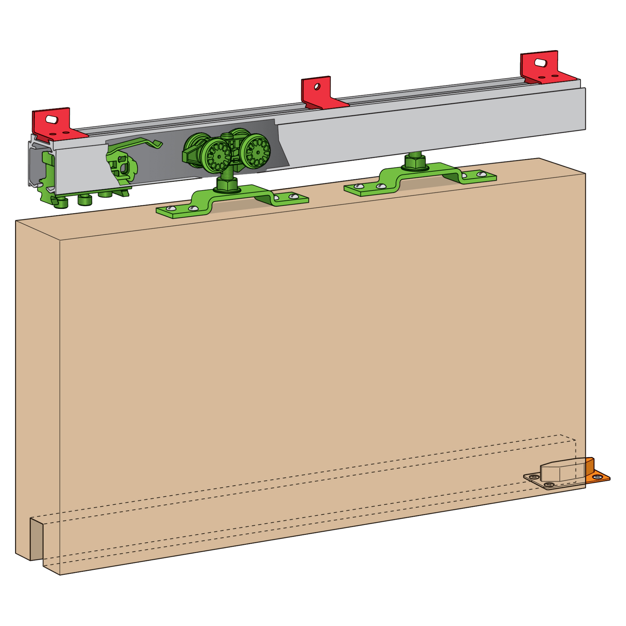 43.202.13 Henderson  schuifdeurbeslag type H100E/20 - Husky - voor houten/metalen deuren max. 100 kg  2000 mm