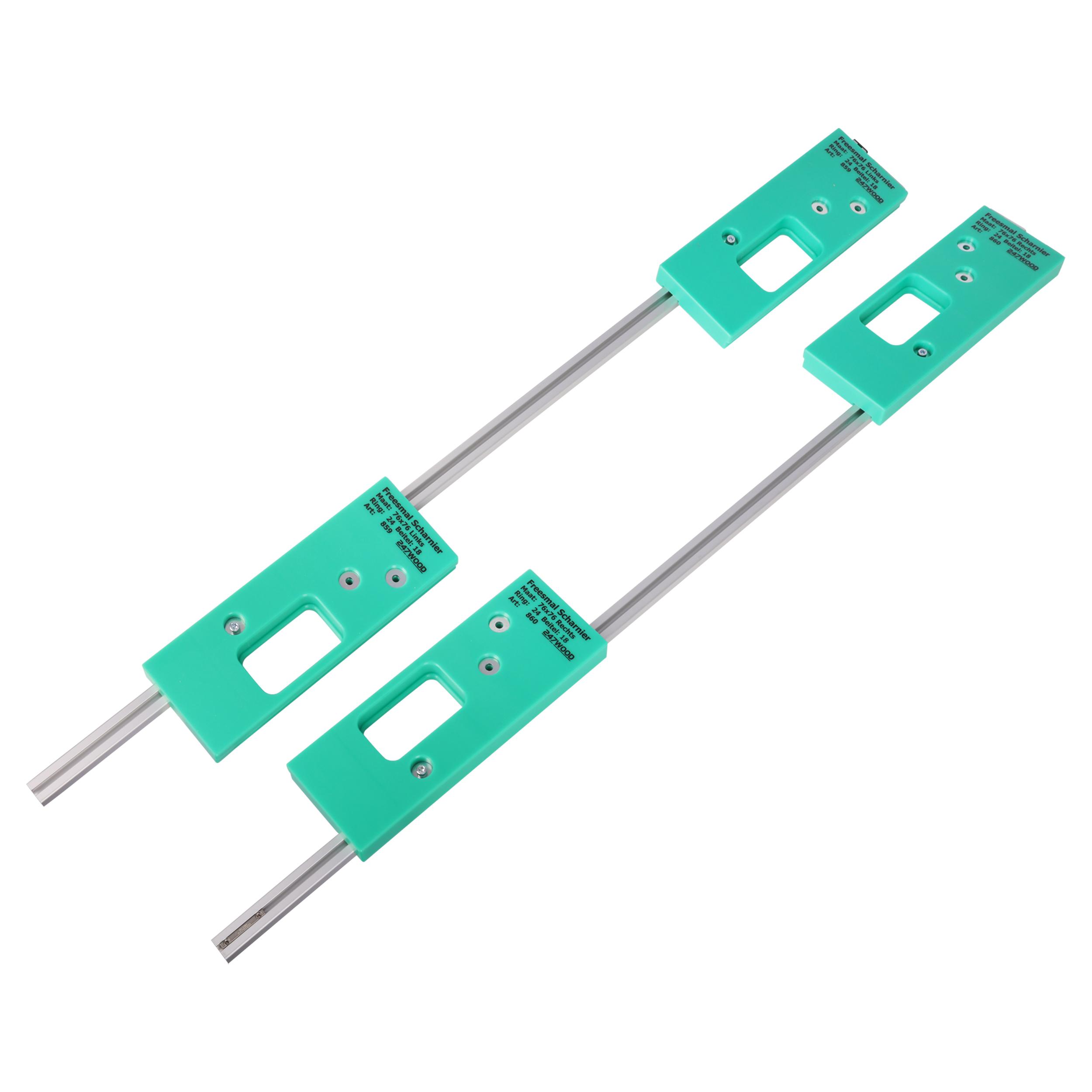 43.204.32   freesmal set - 4-delig - scharnier - 76 x 76 mm groen 