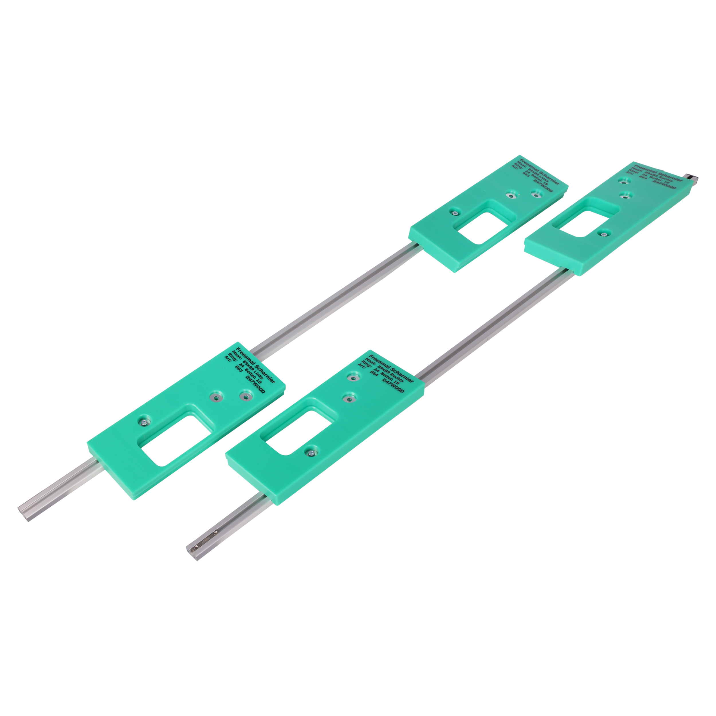 43.204.33   freesmal set - 4-delig - scharnier - 89 x 89 mm groen 