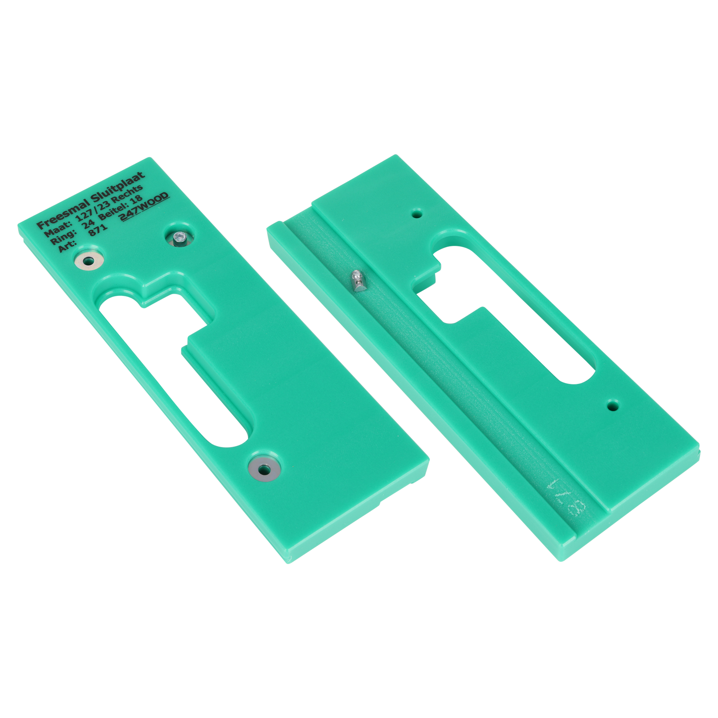 43.204.34   freesmal sluitplaat - dag/nacht - 127 x 23 mm - rechts groen 
