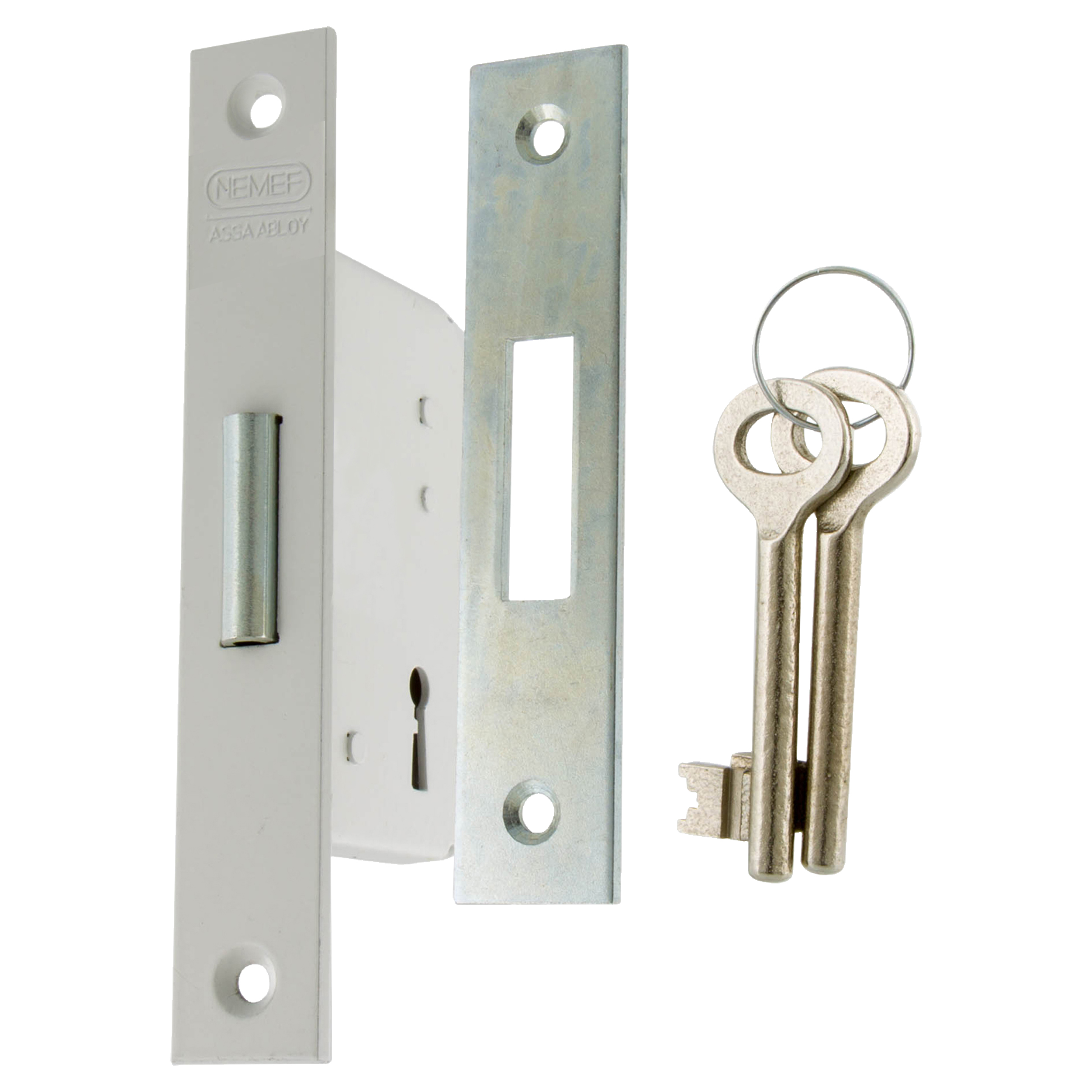 43.308.30 Nemef  schuifdeurslot type 605/40 - rechts en links gelakt 153 x 25 mm