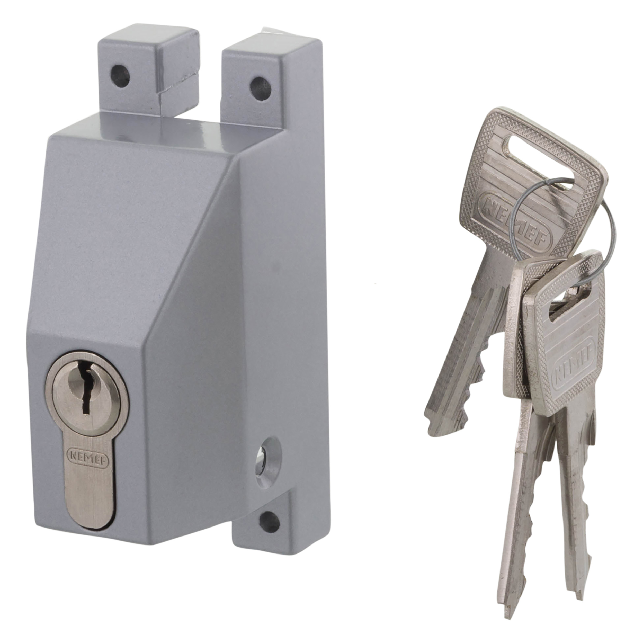 43.316.90 Nemef  espagnoletbeveiliger type 2809 - met cilinder - voor staaf 9 mm grijs 