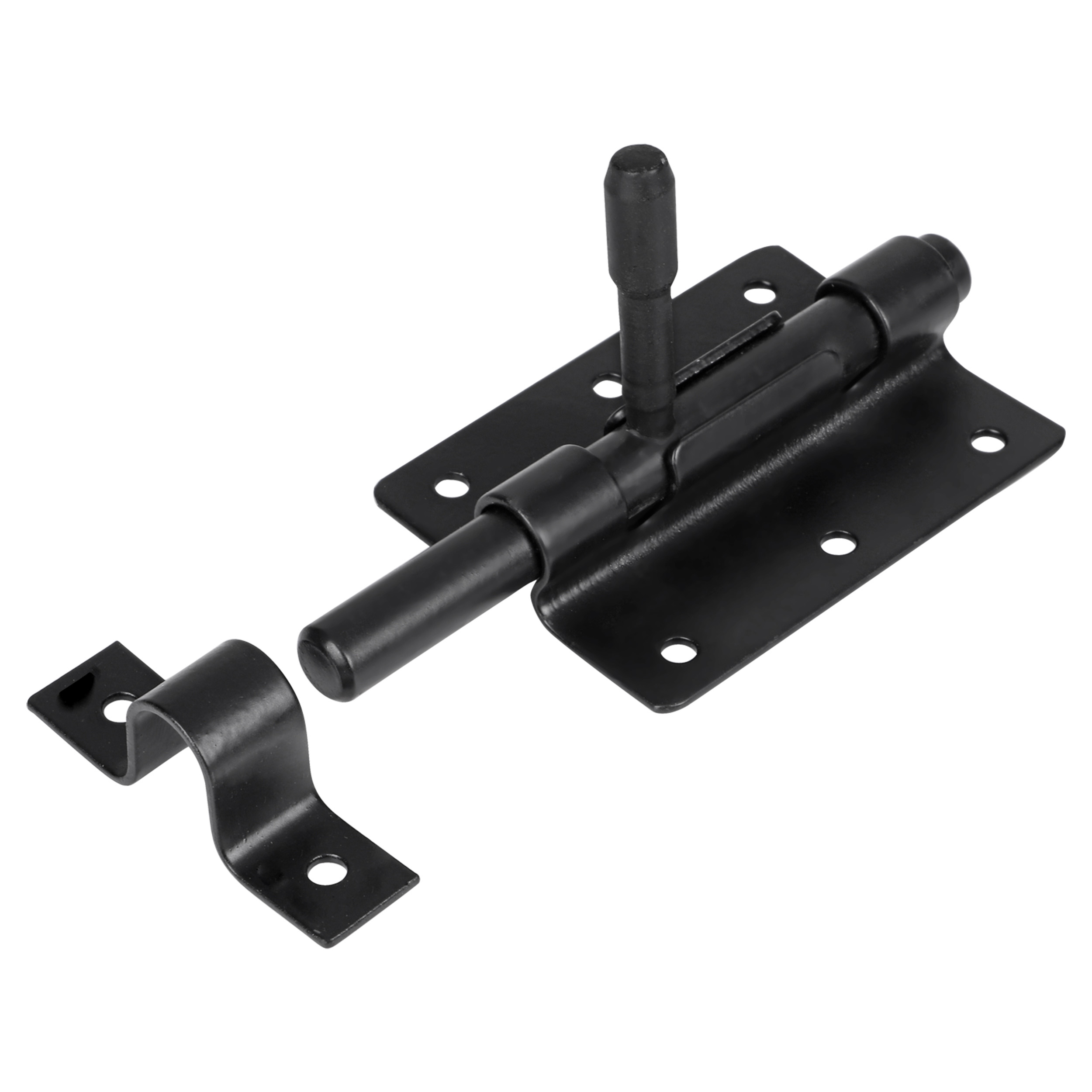 43.906.92 Starx  deurgrendel met ronde schoot - sluitlus en sluitplaat - zwart gelakt  80 x 55 mm