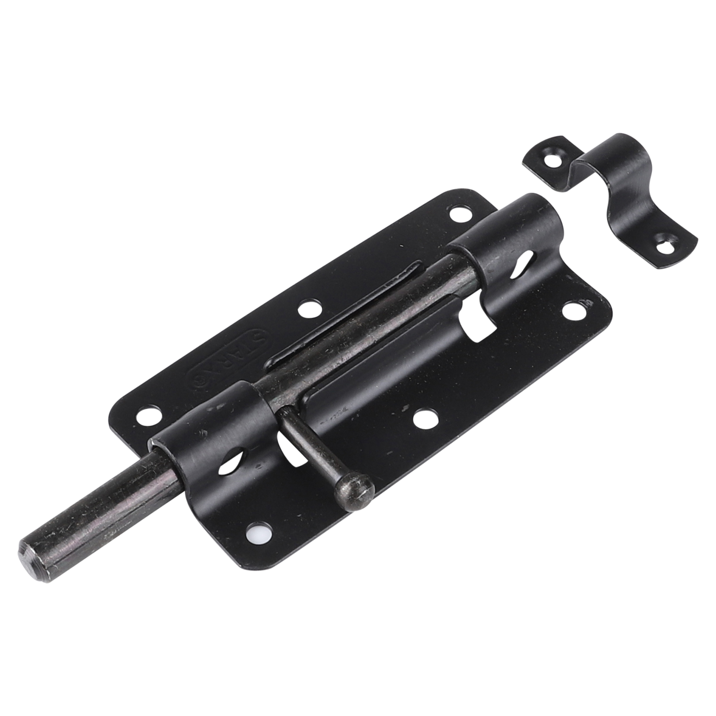 43.910.59 Starx  deurgrendel met ronde schoot en sluitlus - zwaar zwart 100 mm