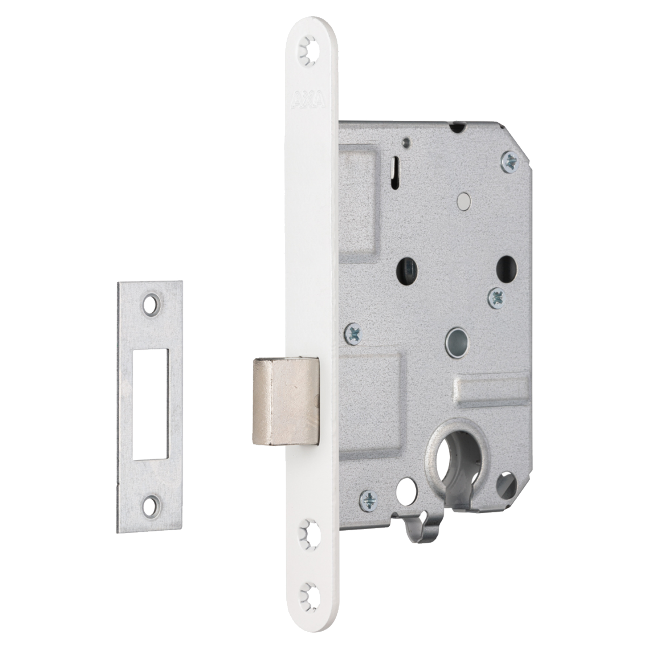 44.003.84 Axa  kastslot type 7125 - PC55 - voor binnendeuren - met cilindergat wit 174 x 20 x 16 mm