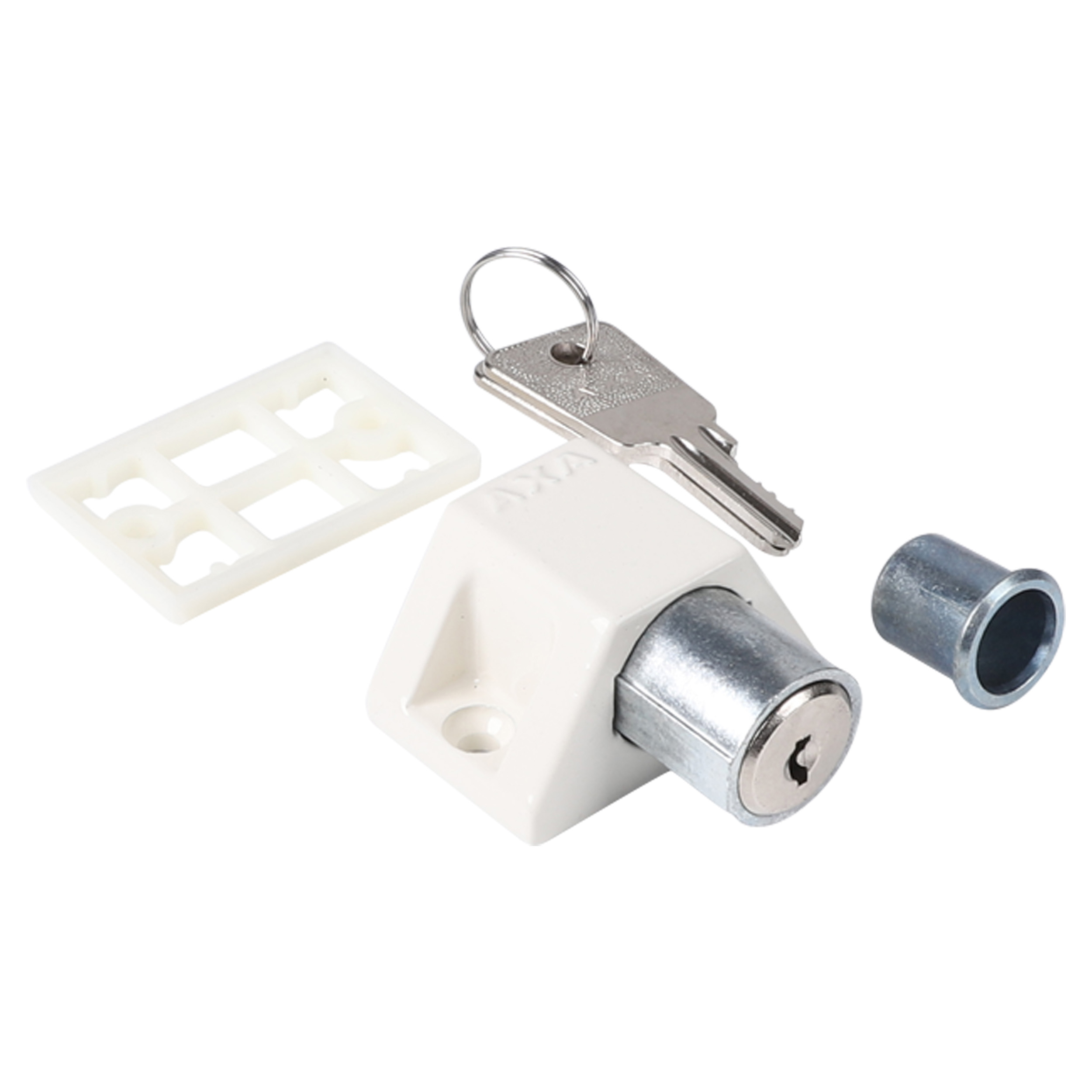 44.005.70 Axa  oplegslot type 3011 - met cilindersluiting - buitendraaiend wit 