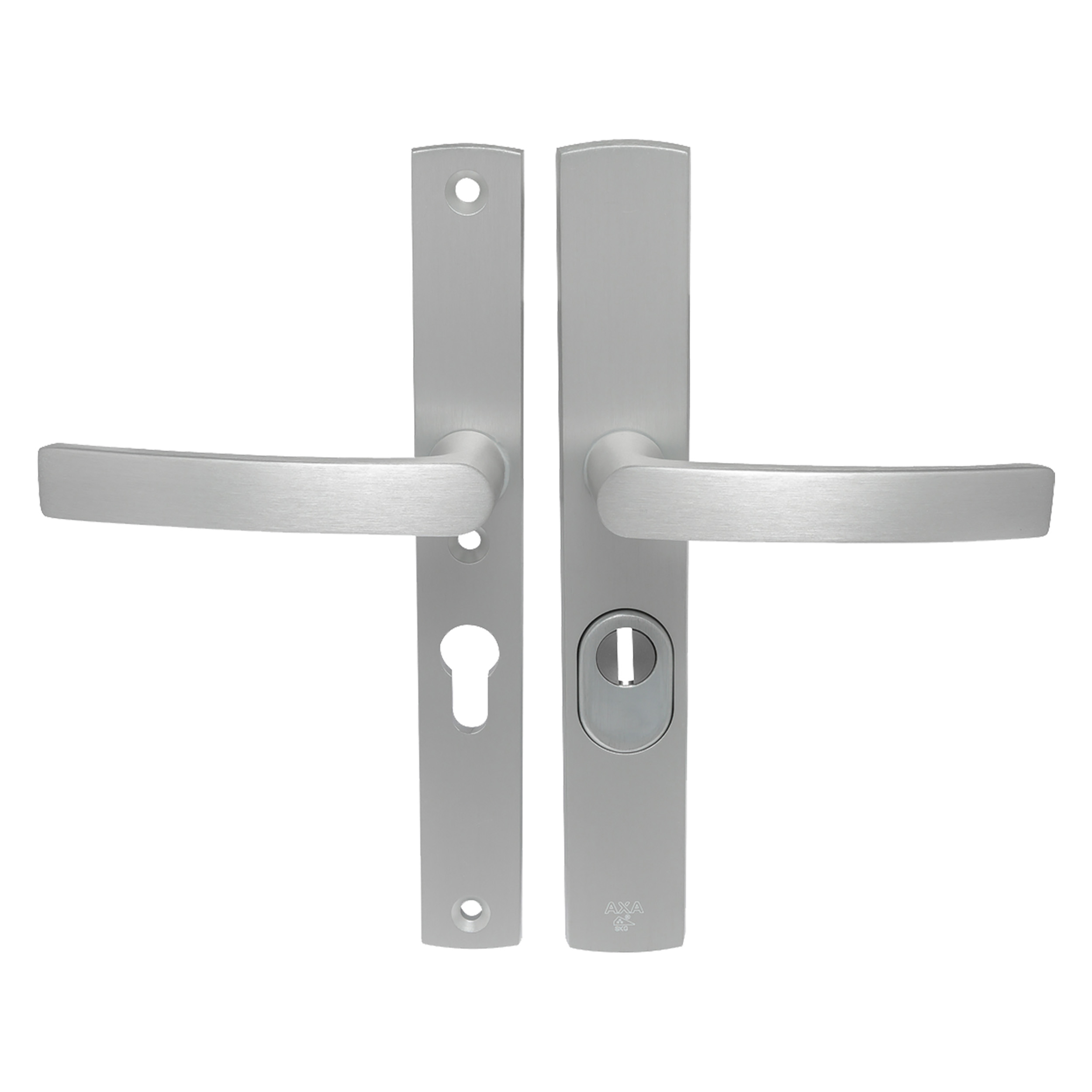 44.021.21 Axa  veiligheidsbeslag kruk-kruk - langschild - PC55 - type 6765 - met zelfstellende kerntrekbeveiliging - SKG*** aluminium F1 