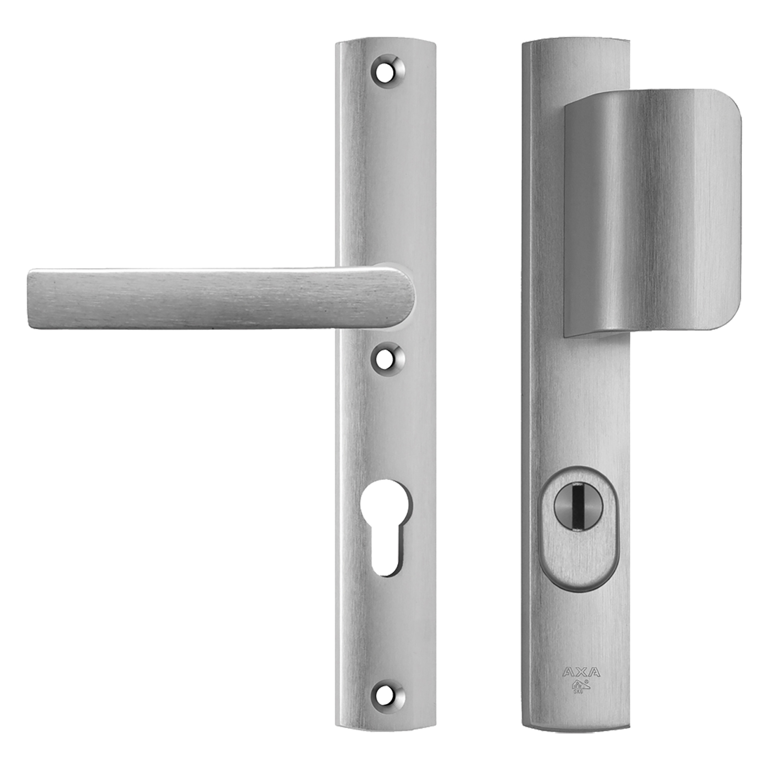 44.021.25 Axa  veiligheidsbeslag duwer-kruk - langschild - PC72 - type 6765 - met kerntrekbeveiliging - SKG*** aluminium F1 