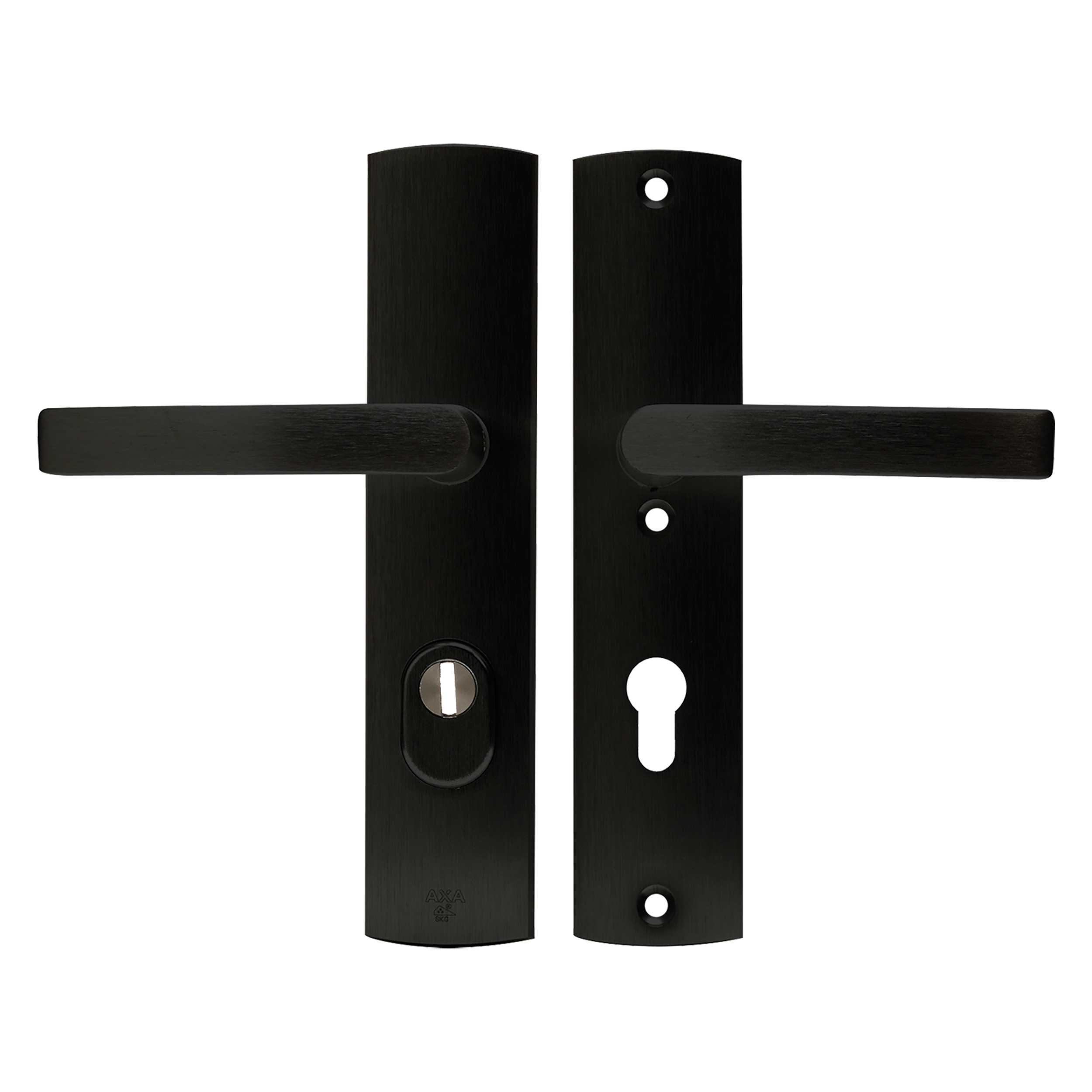 44.021.30 Axa  veiligheidsbeslag kruk-kruk - langschild - PC72 - type 6665-10 - met kerntrekbeveiliging - SKG*** aluminium f8 