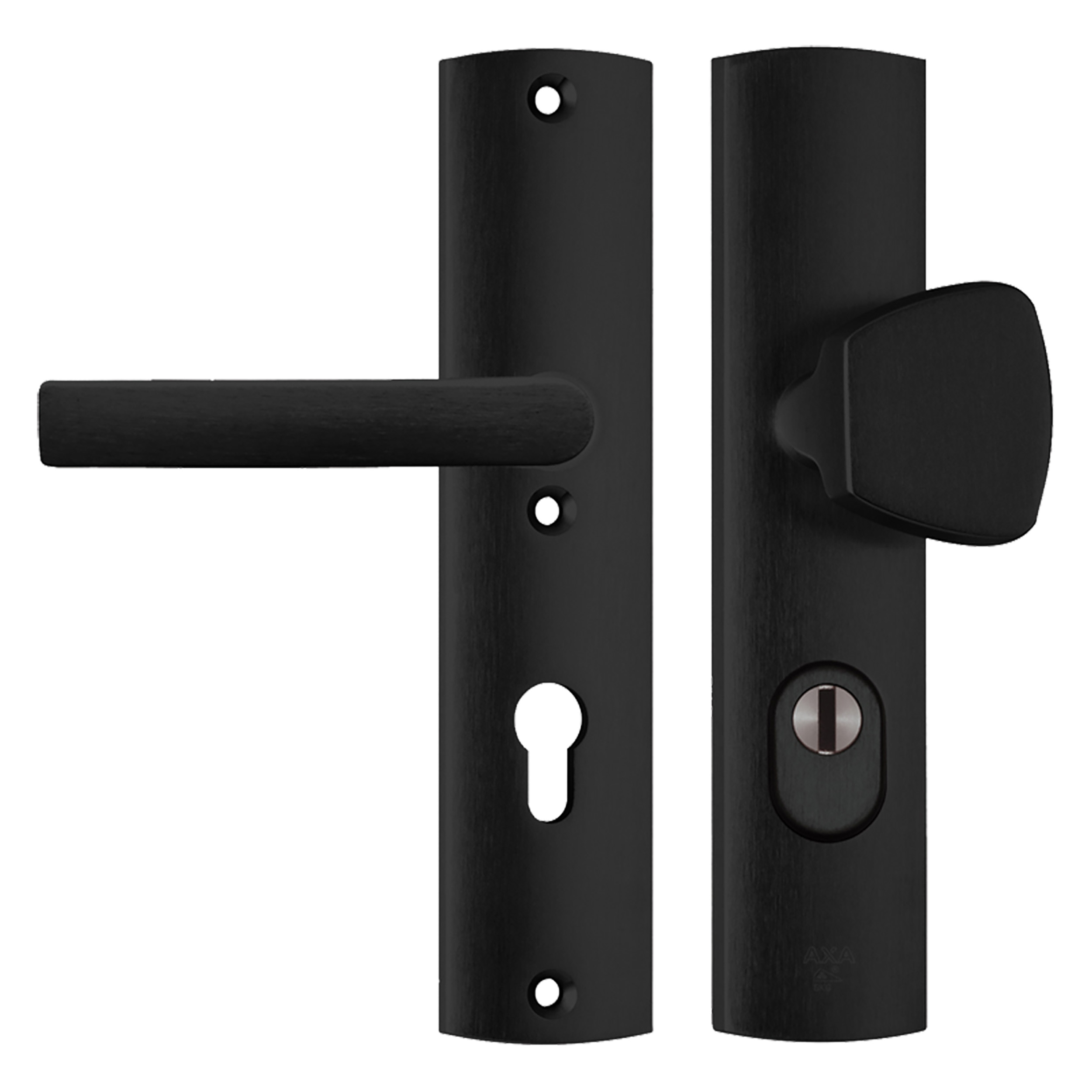 44.021.32 Axa  veiligheidsbeslag duwer-kruk - langschild - PC72 - type 6665-11 - met kerntrekbeveiliging - SKG*** aluminium f8 