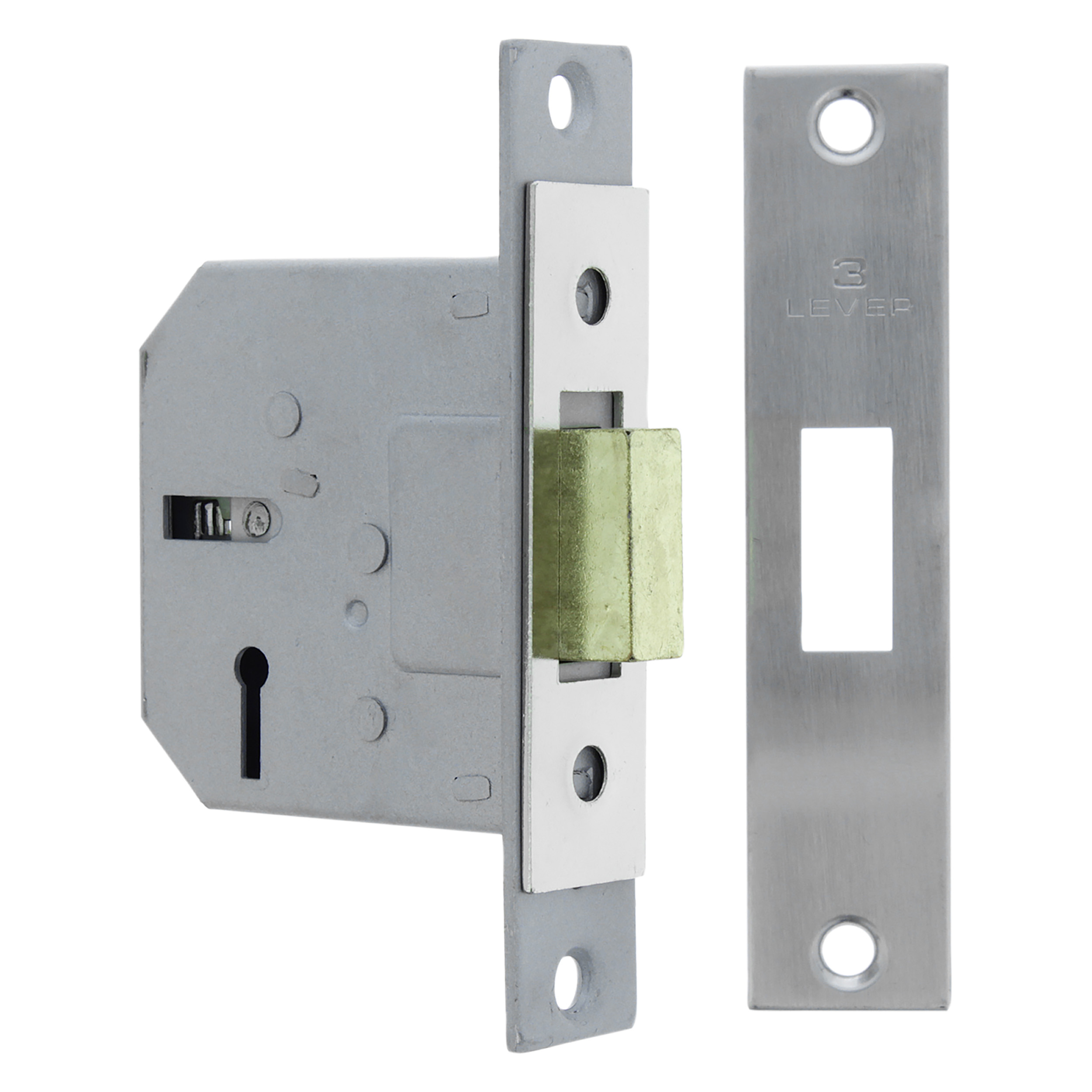 44.021.56 Axa  kastslot type 7115 - SL - voor binnendeuren - inclusief sluitplaat - sleutelplaat - bevestigingsmiddelen en sleutels - RVS