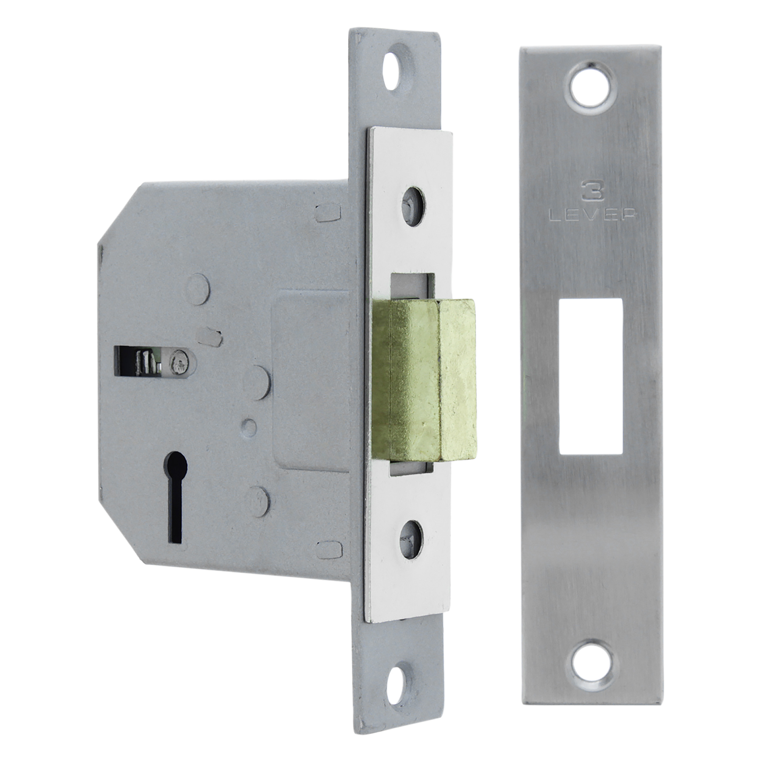 44.021.56 Axa  kastslot type 7115 SL - voor binnendeuren - met sleutelgat RVS 123 x 27 mm