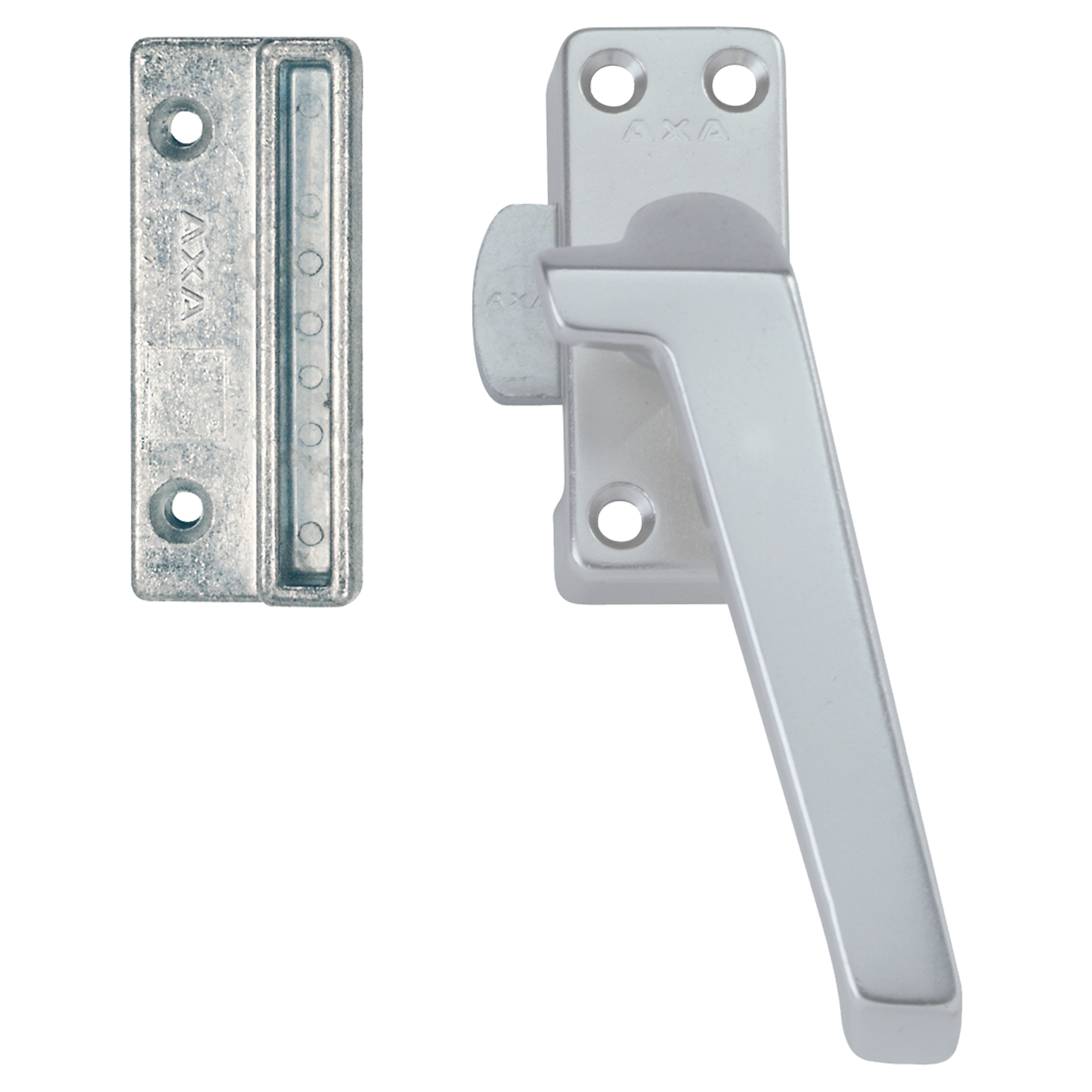44.022.13 Axa  raamsluiting plat model met nok - links - type 3302 aluminium F1 74 x 30 mm