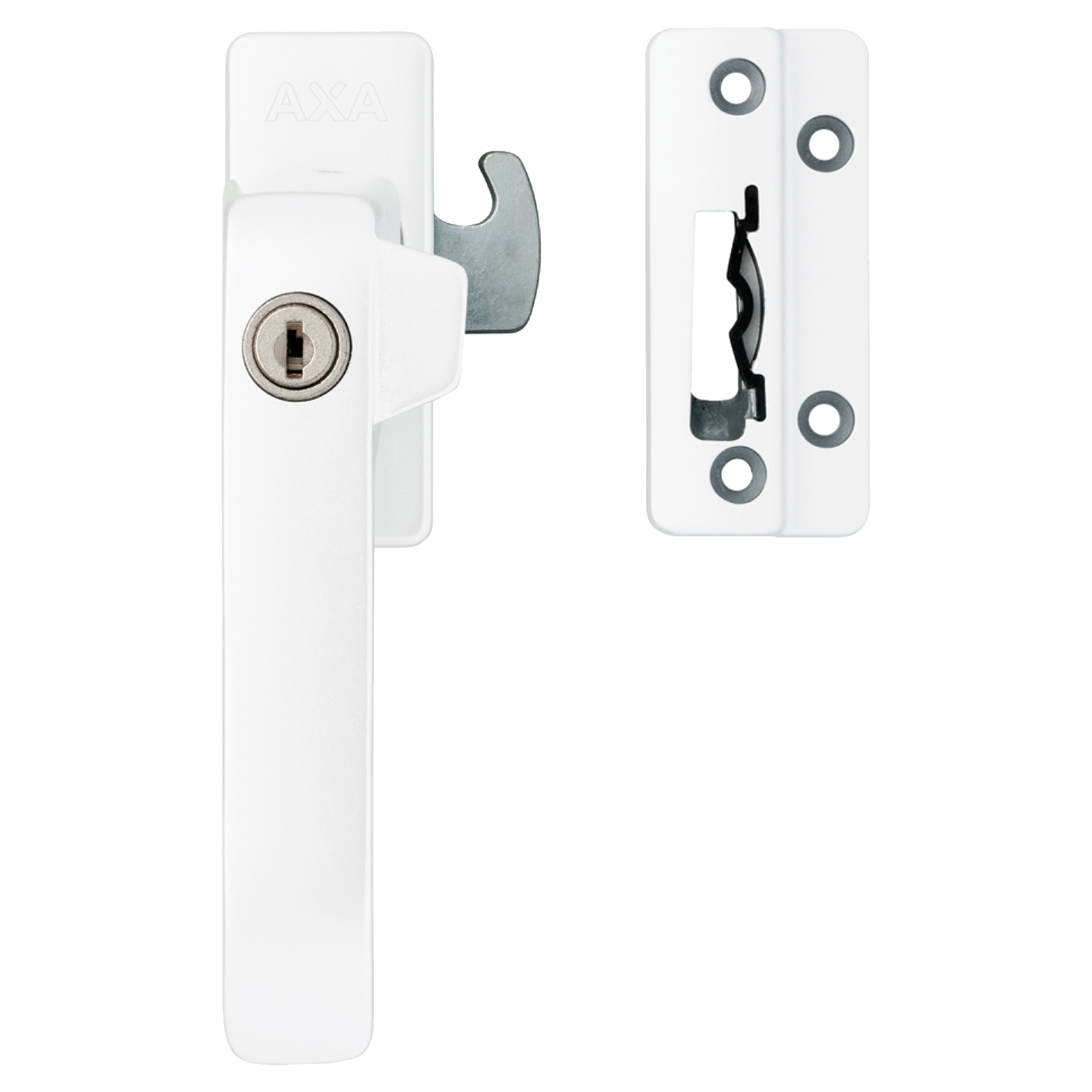 44.022.28 Axa  raamsluiting met cilinderslot - links - type 3329 - SKG* wit 145 x 30 x 46 mm