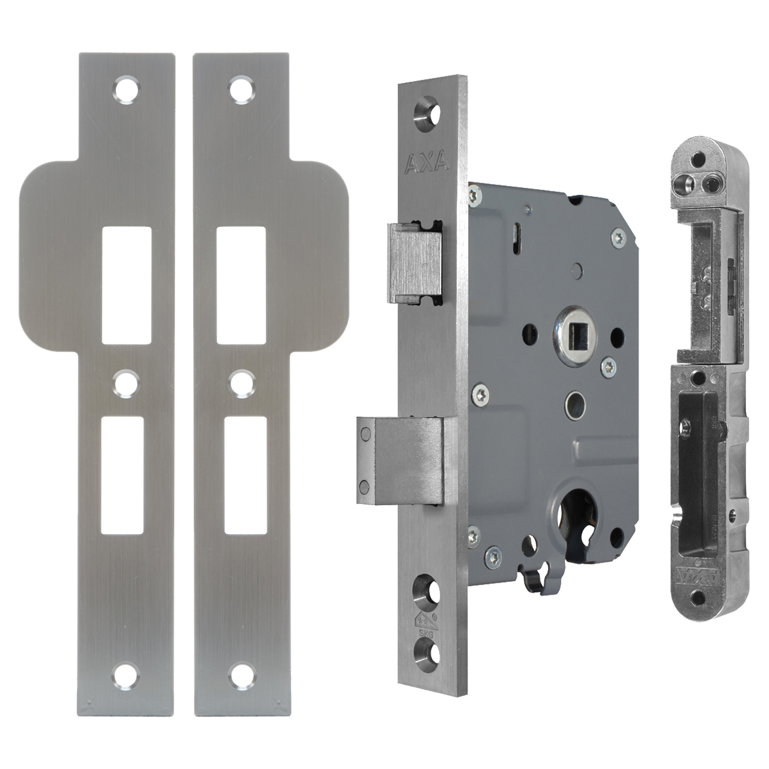 44.022.40 Axa  cilinderslot met sluitkom - SKG** - PC55 - voor buitendeuren - RVS  174 x 25 x 16 mm
