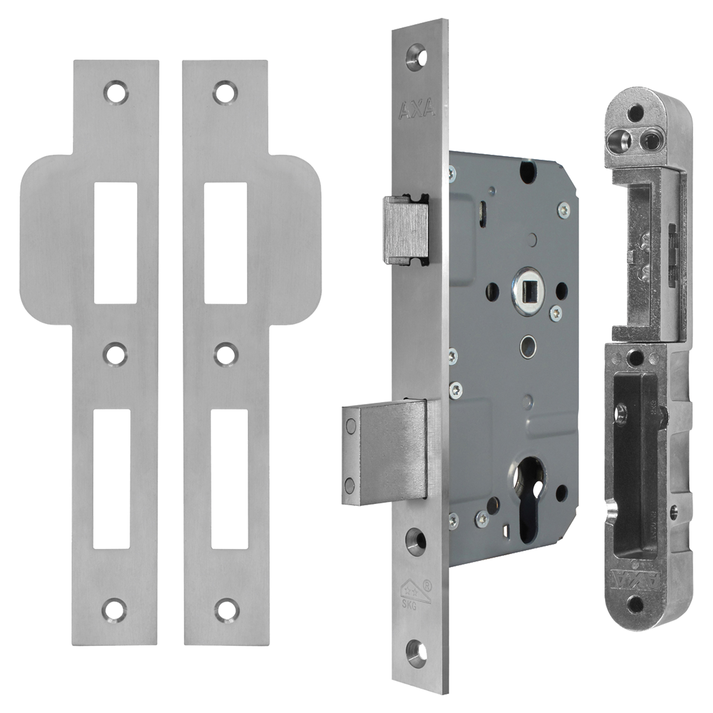 44.022.41 Axa  cilinderslot met sluitkom - SKG** - PC72 - voor buitendeuren - RVS  238 x 25 x 16 mm