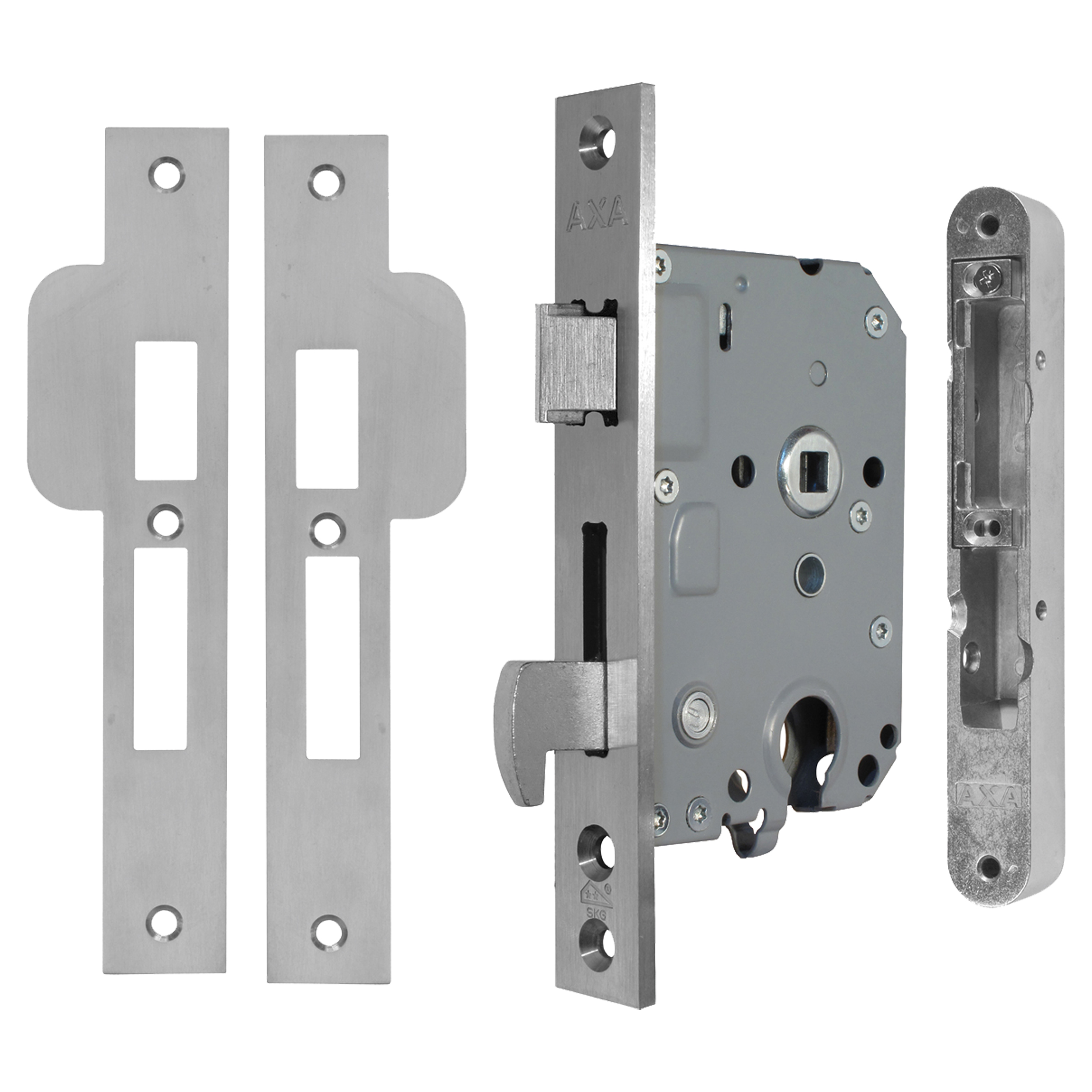 44.022.42 Axa  cilinderslot met sluitkom - SKG** - PC55 - voor buitendeuren - RVS  174 x 25 x 16 mm