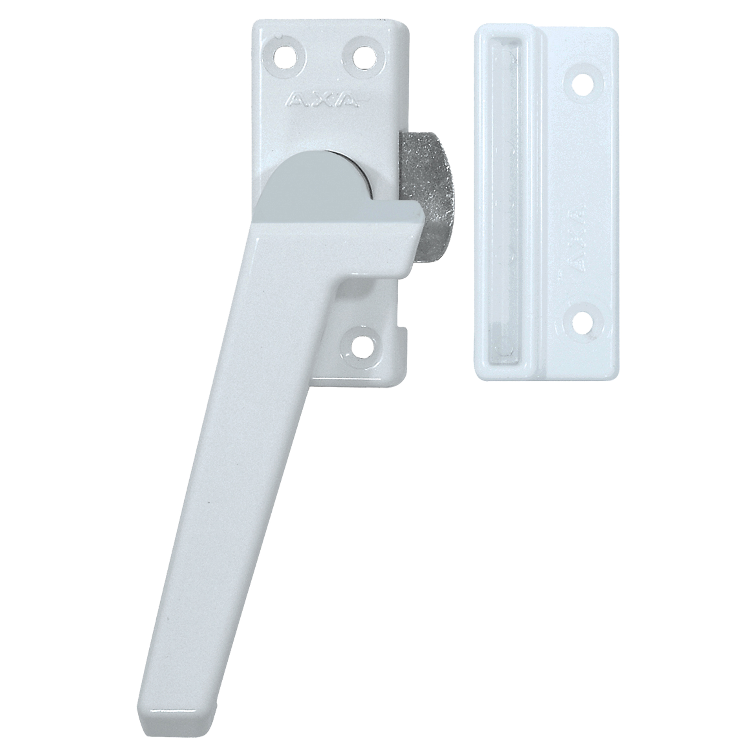 44.022.53 Axa  raamsluiting plat model met nok - links - type 3302 wit 74 x 30 mm
