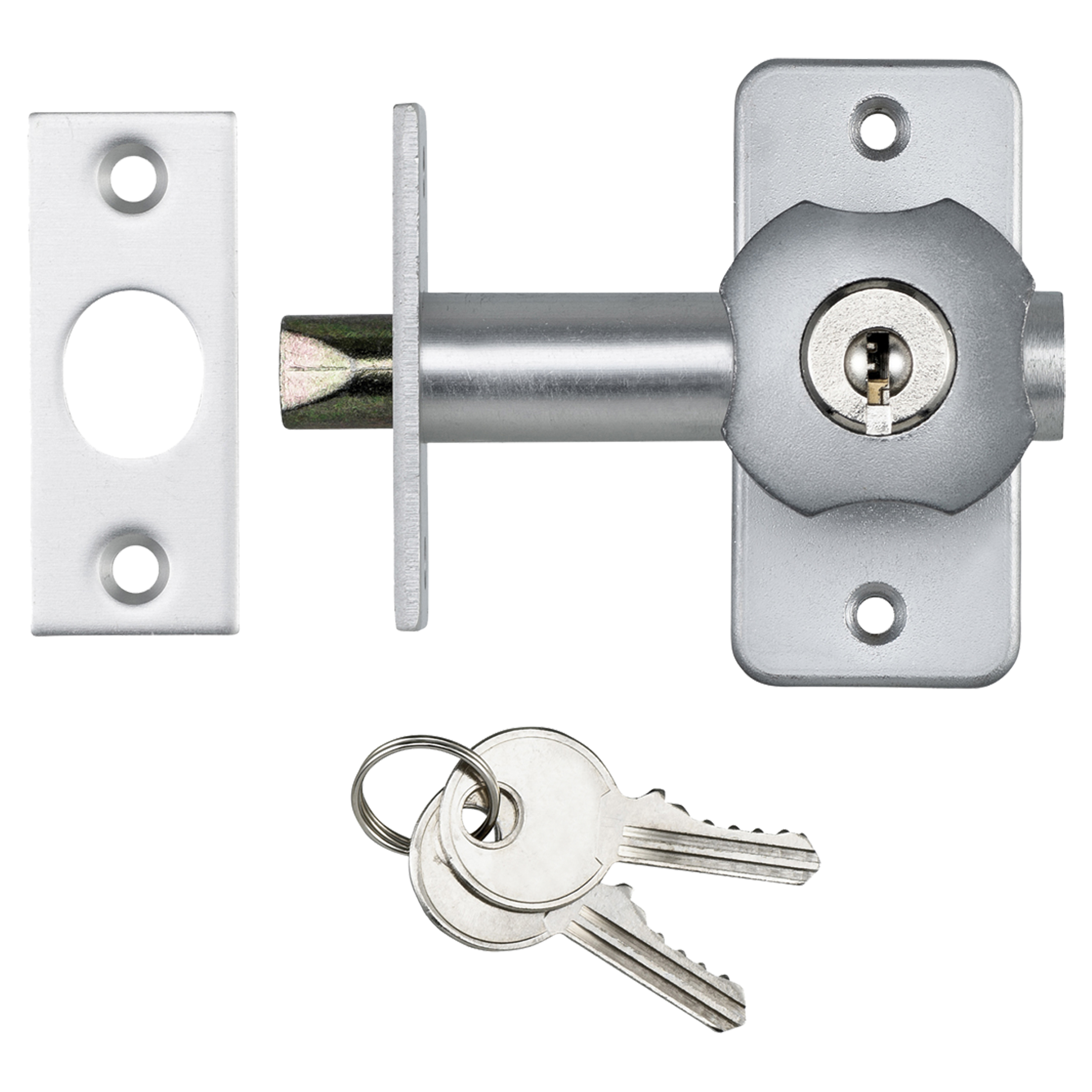 44.022.67 Axa  inboorgrendel type DM50 - voor buitendeuren - met sluitplaat - afsluitbaar aluminium F1 70 x 30 x 65 mm