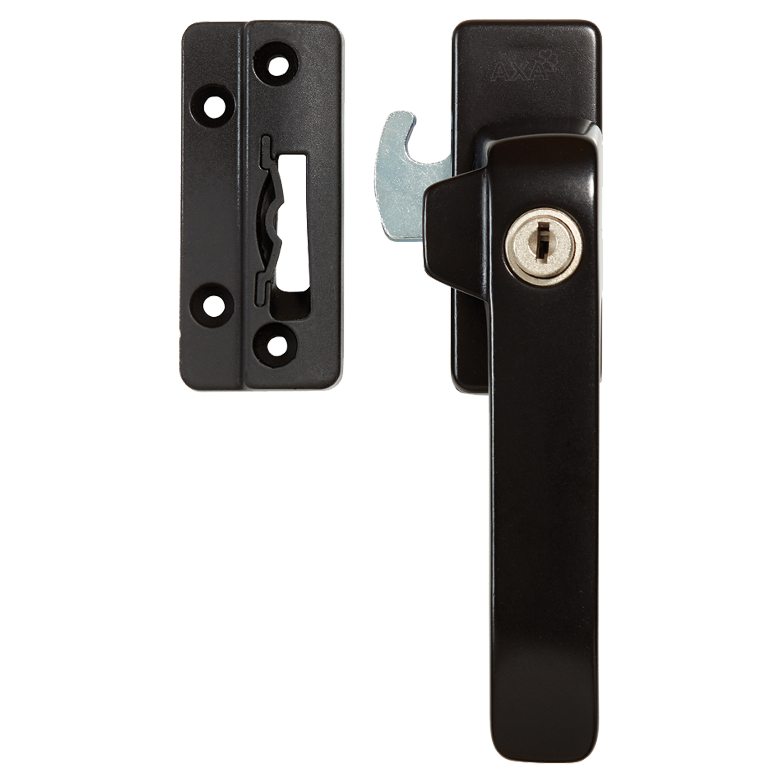 44.022.71 Axa  raamsluiting met cilinderslot - rechts - type 3329 - SKG* zwart 145 x 30 x 46 mm