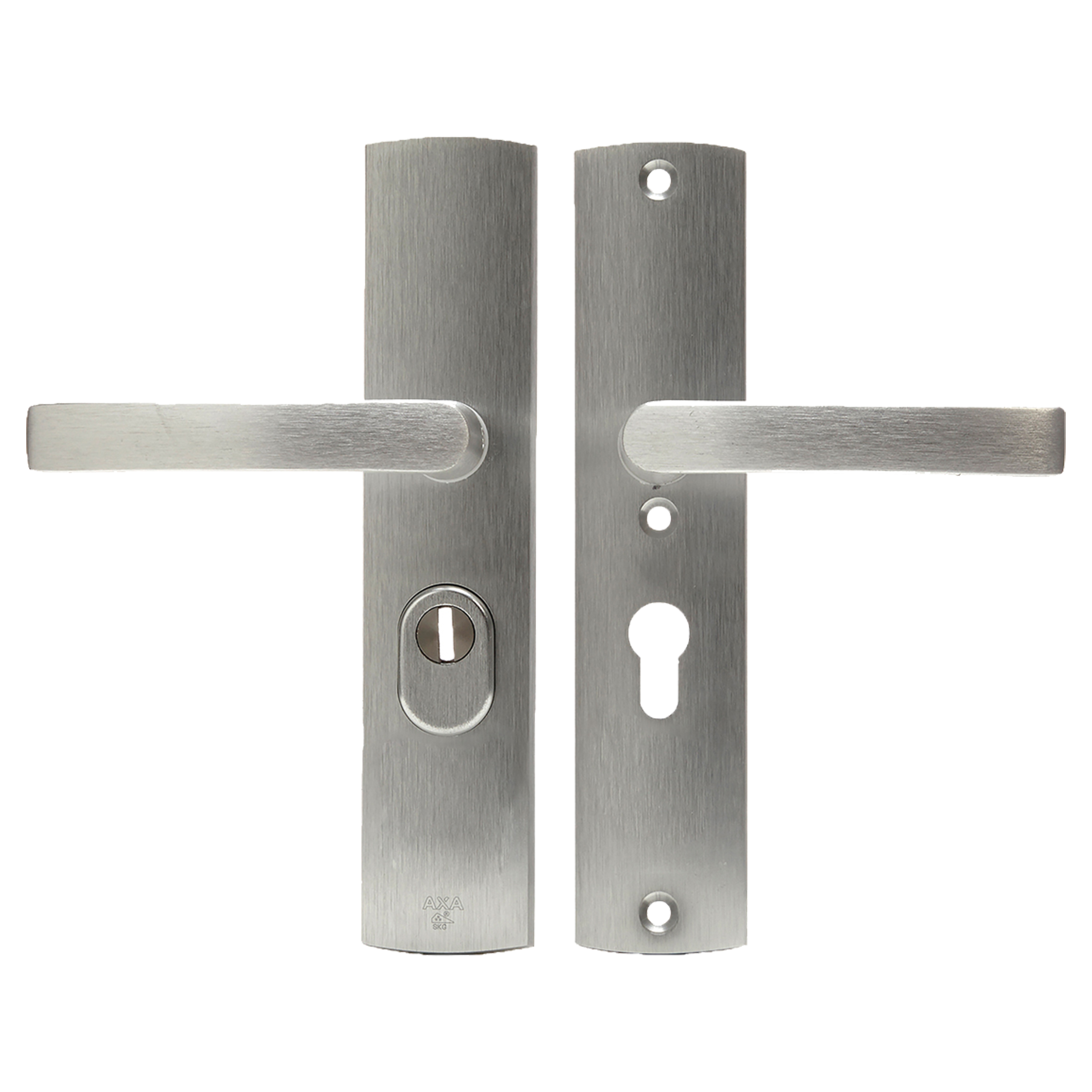 44.022.85 Axa  veiligheidsbeslag kruk-kruk - langschild - PC55 - type 6665-10 - met kerntrekbeveiliging - SKG*** aluminium F1 242 x 52 mm