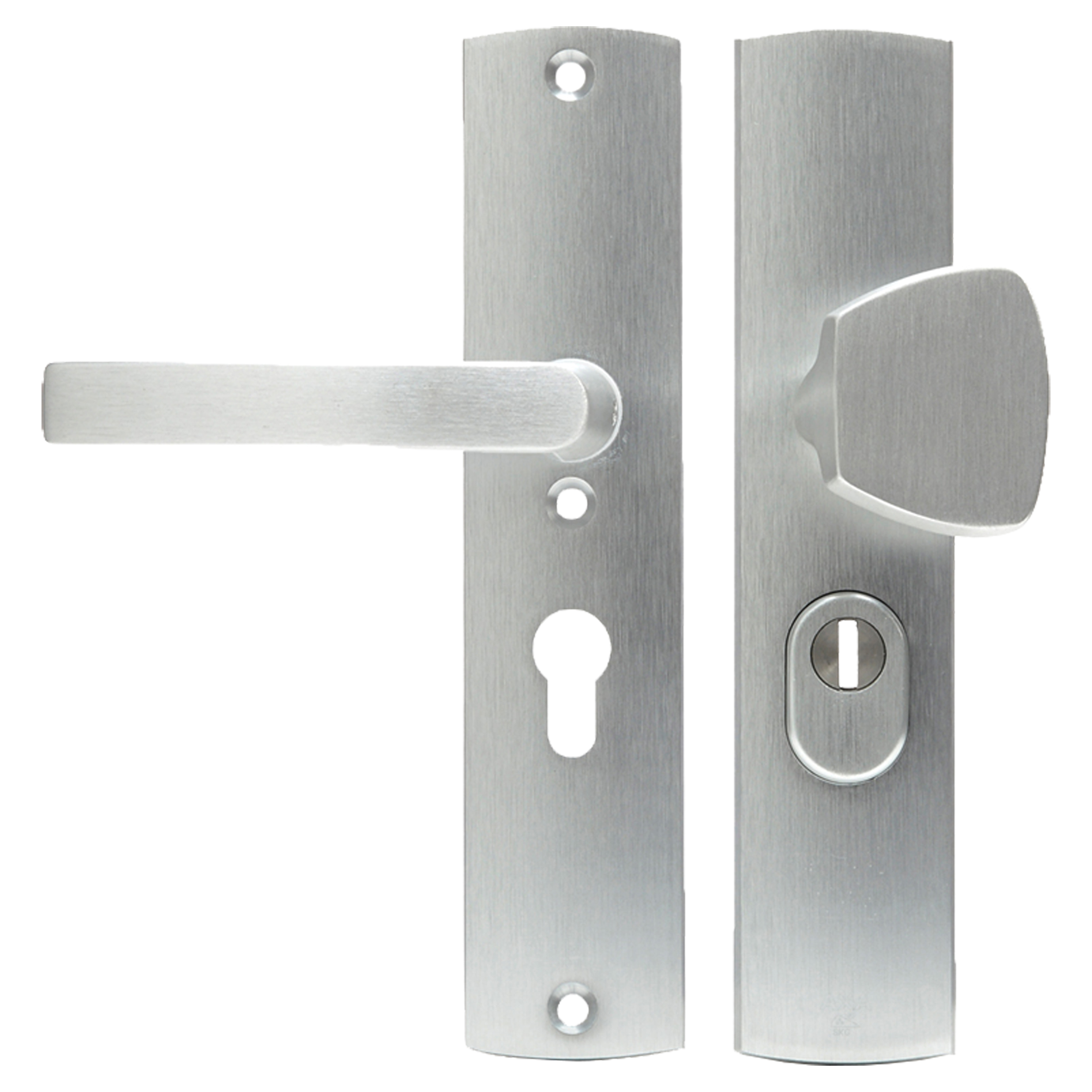 44.022.89 Axa  veiligheidsbeslag duwer-kruk - langschild - PC55 - type 6665-11 - met kerntrekbeveiliging - SKG*** aluminium F1 