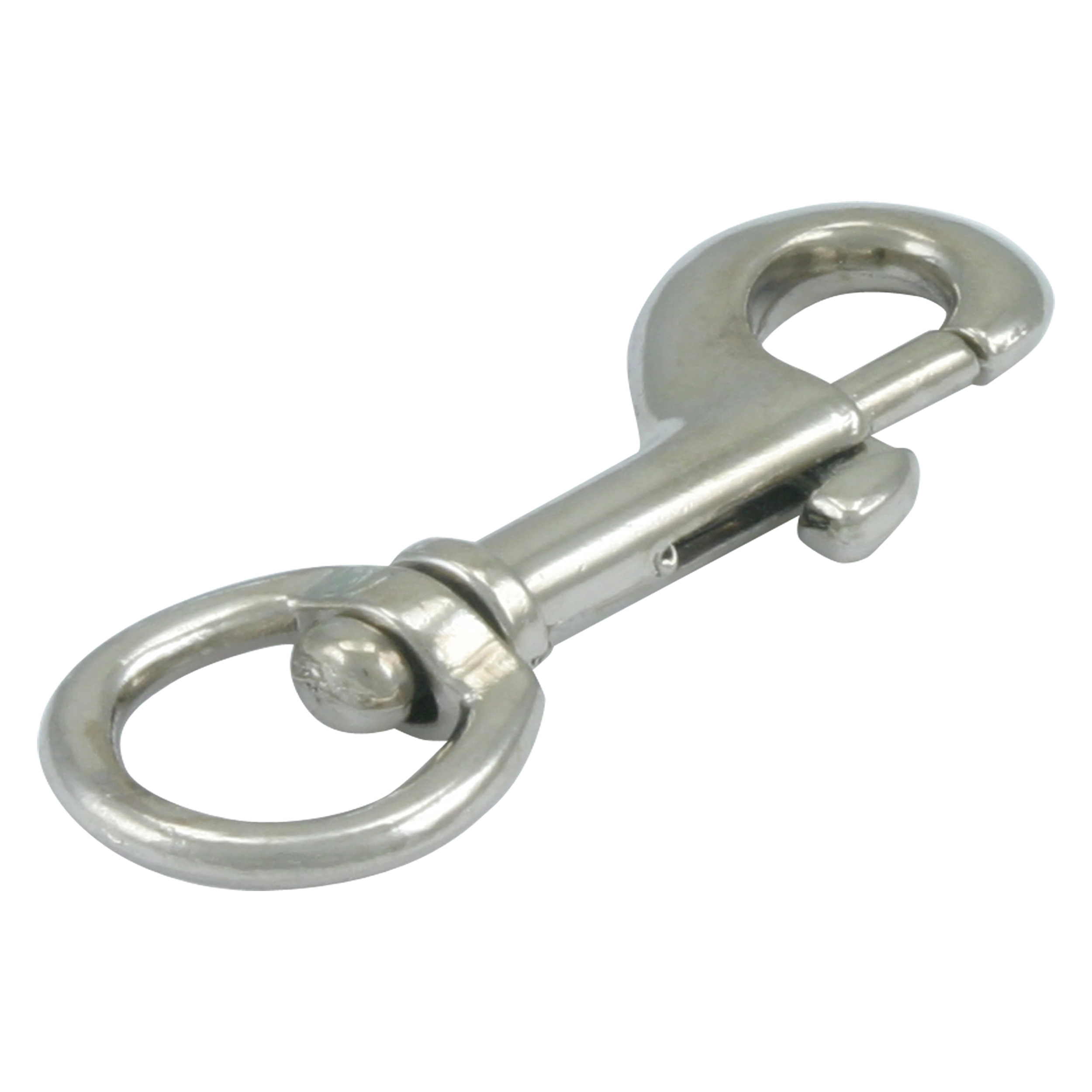 45.402.13   musketonhaak met draaibare ring - gegoten vernikkeld  20 mm (82 mm)