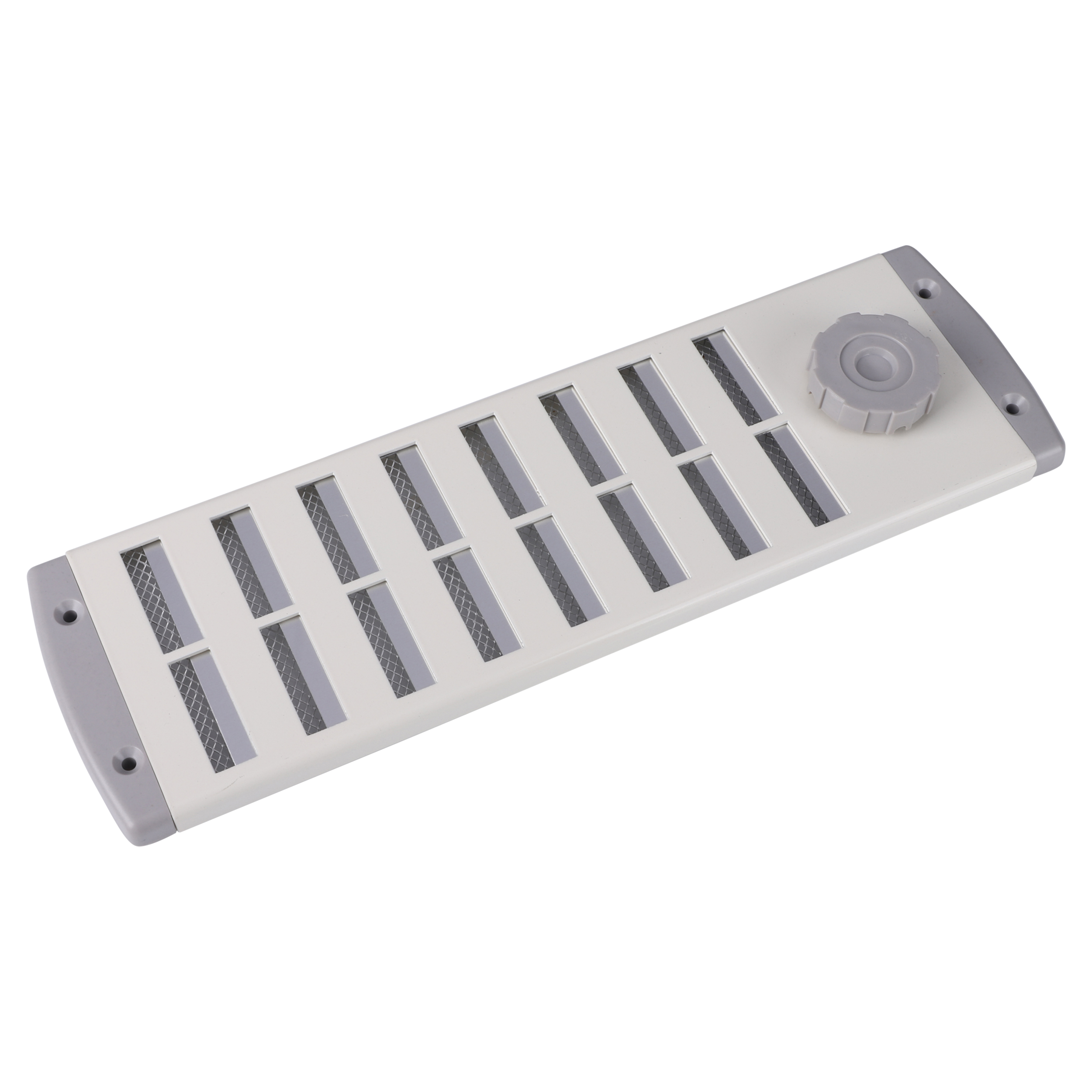 45.709.16 Starx Boldline schuifrooster met draaiknop Ø 37 mm wit 30 x 9 cm