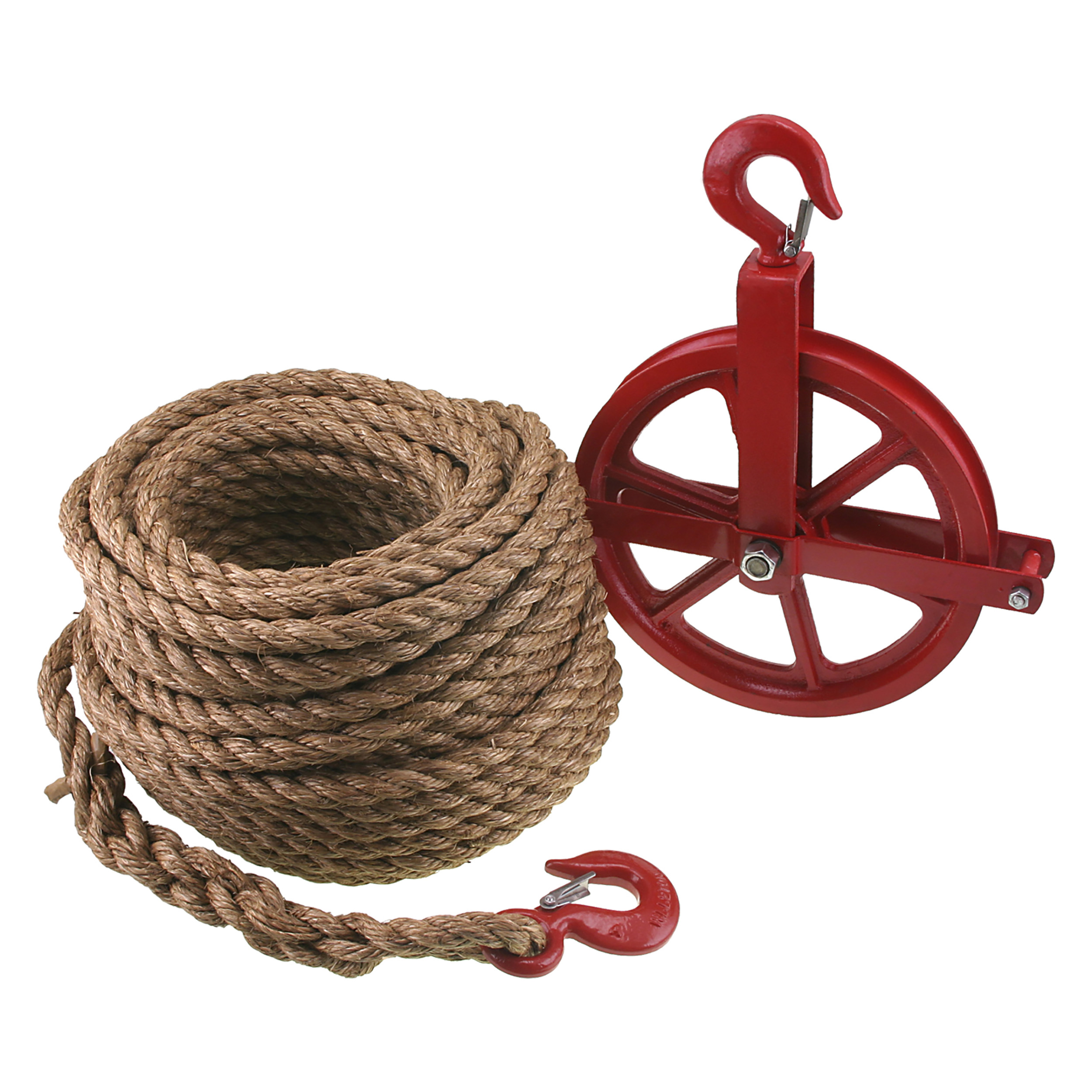 48.100.54   verhuiswiel met touw - haak en blok rood 40 m
