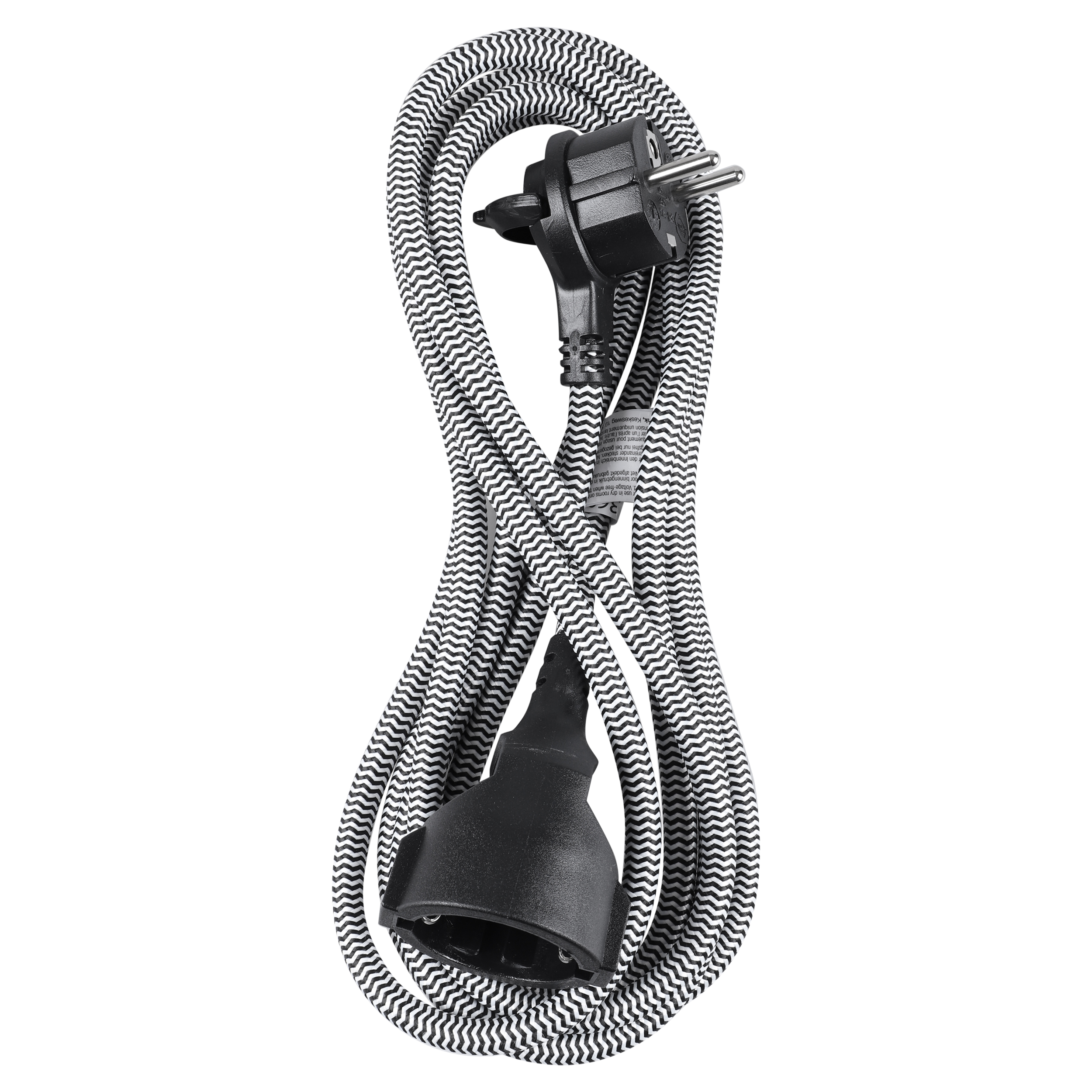 53.501.01 Q-Link  verlengsnoer randaarde - met platte stekker zwart/wit 3 x 1.5 mm², 3 m