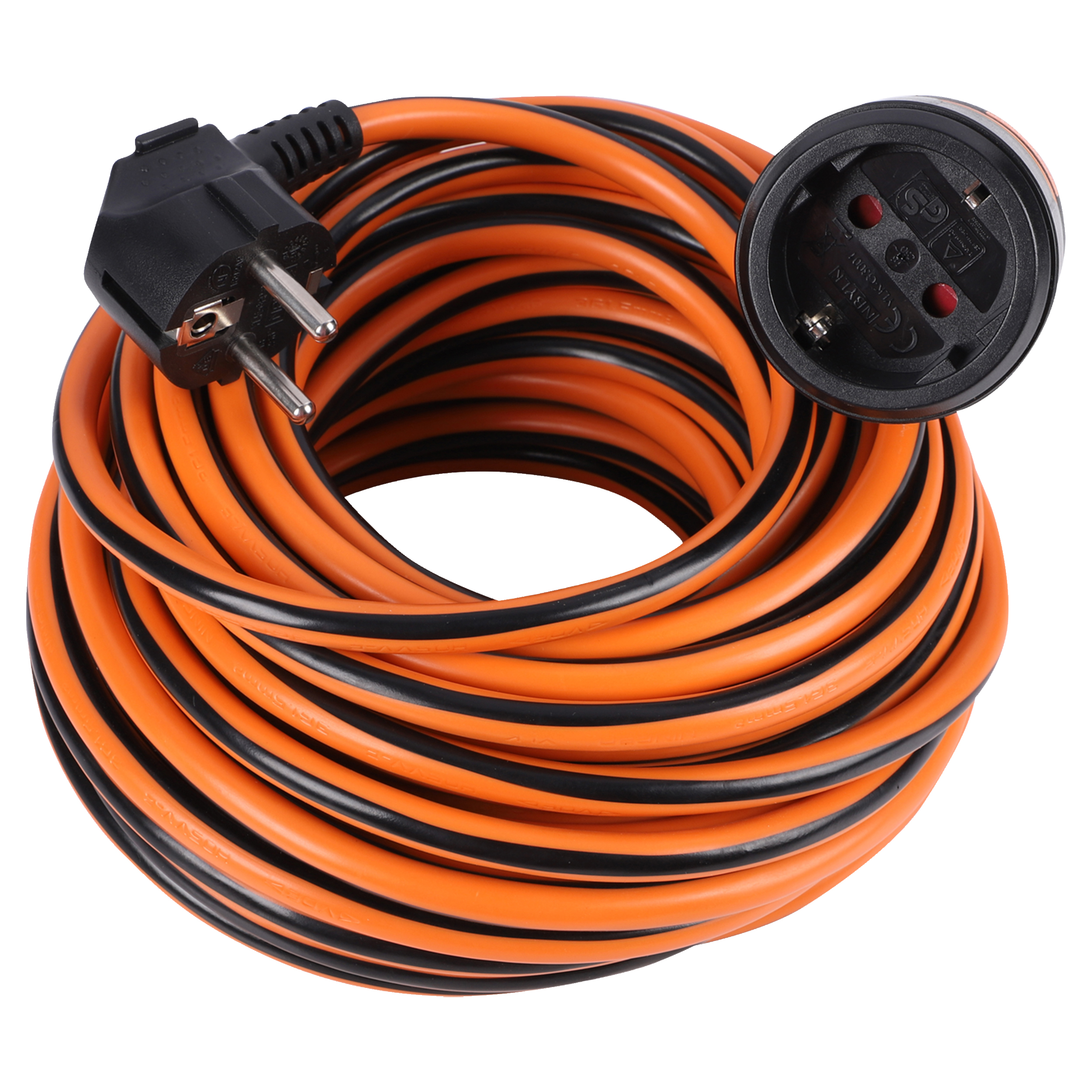 53.501.22 Q-Link  verlengsnoer met sluitsysteem - randaarde - H05VVF oranje/zwart 3 x 1.5 mm², 15 m