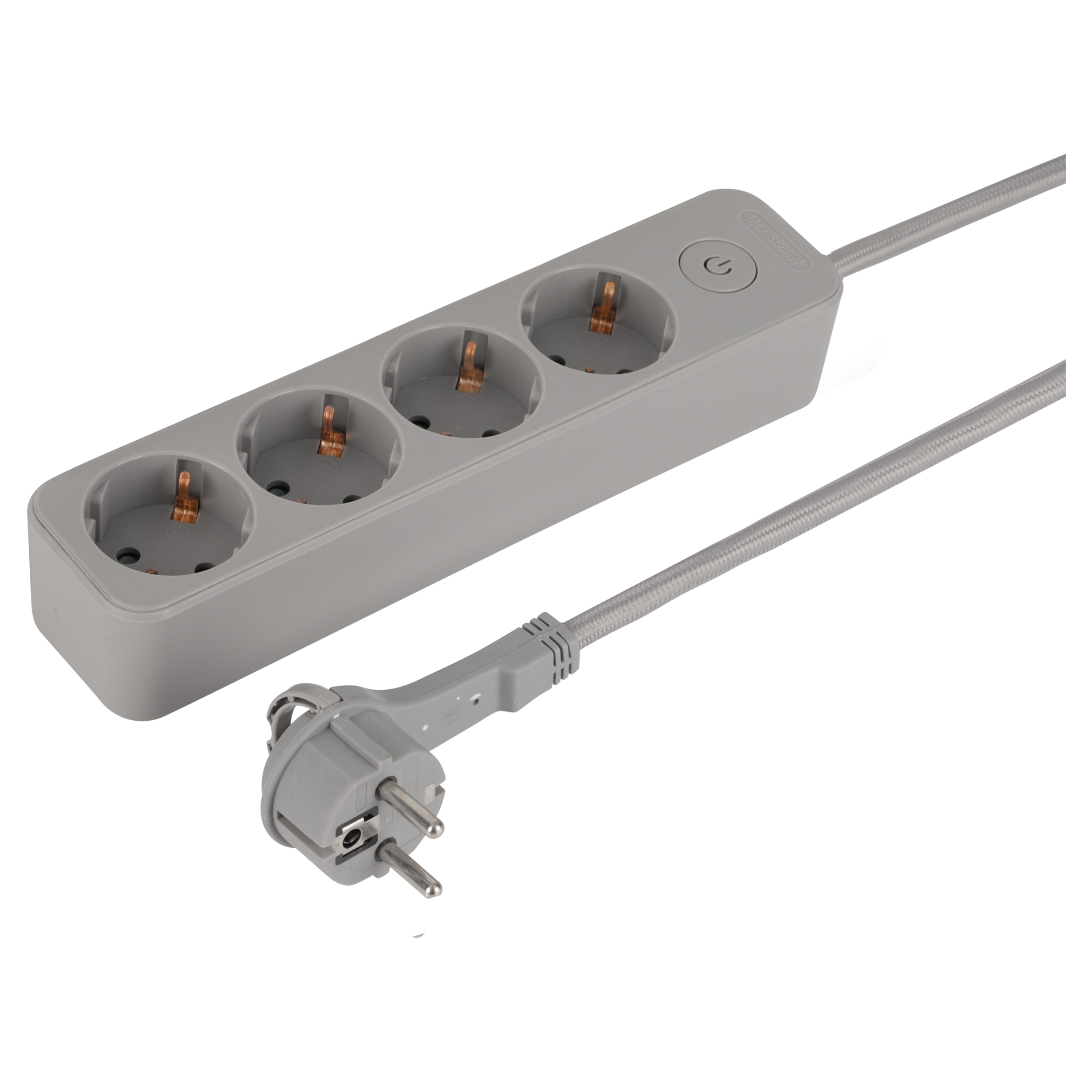 53.502.04 Q-Link  stekkerdoos 4-voudig - randaarde - plat grijs 3 x 1.5 mm², 1.5 m