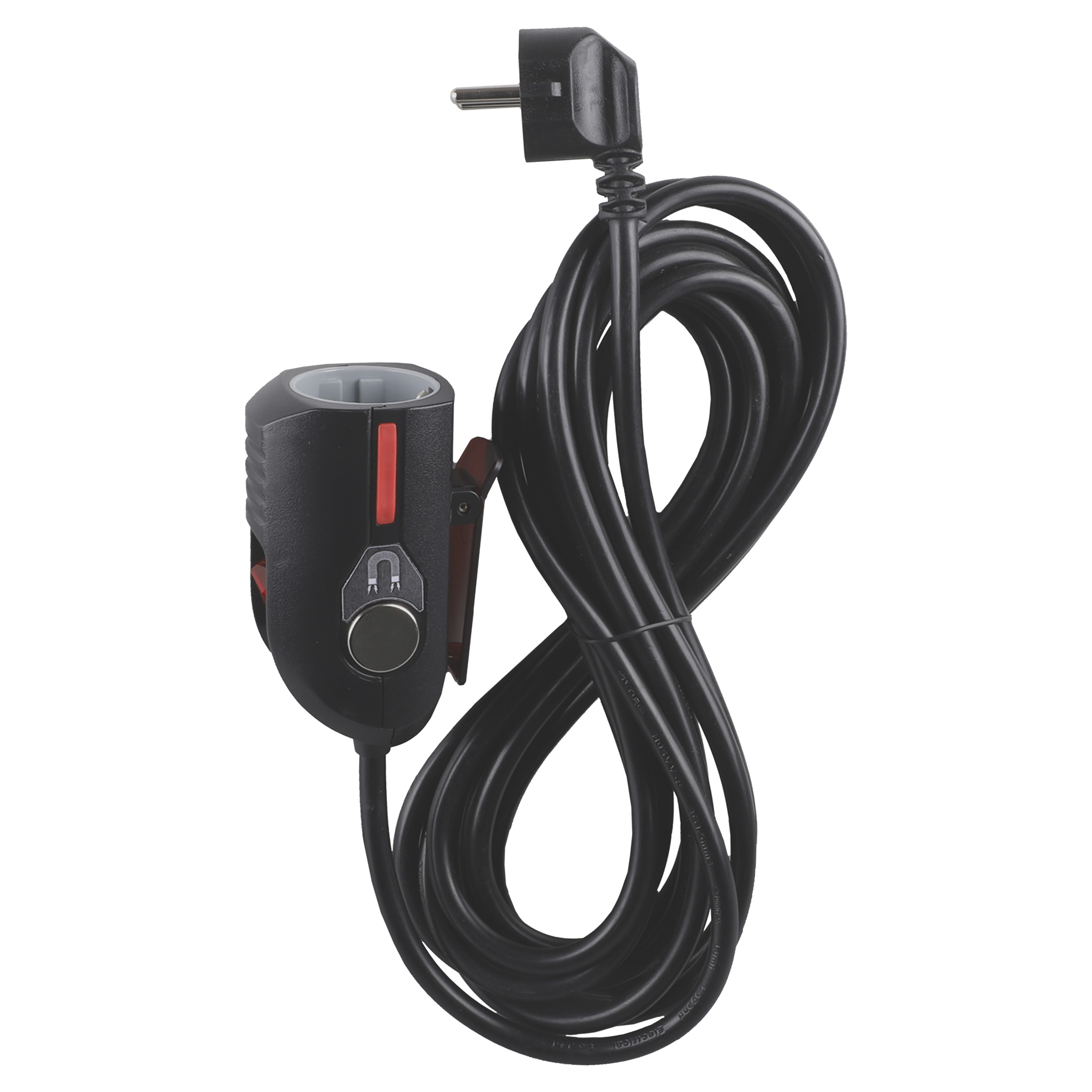 53.503.13 Q-Link  verlengkabel met clip - schakelaar en magneet zwart 3 x 1.5 mm², 5 m