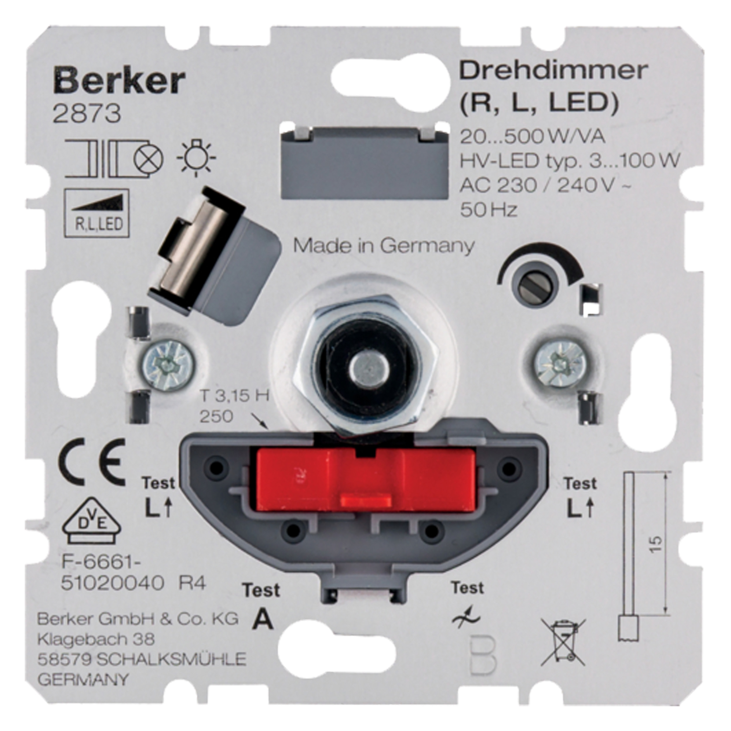 54.028.84 Berker  dimmer inbouw - druk-wissel - LED - 3-100W - universeel  