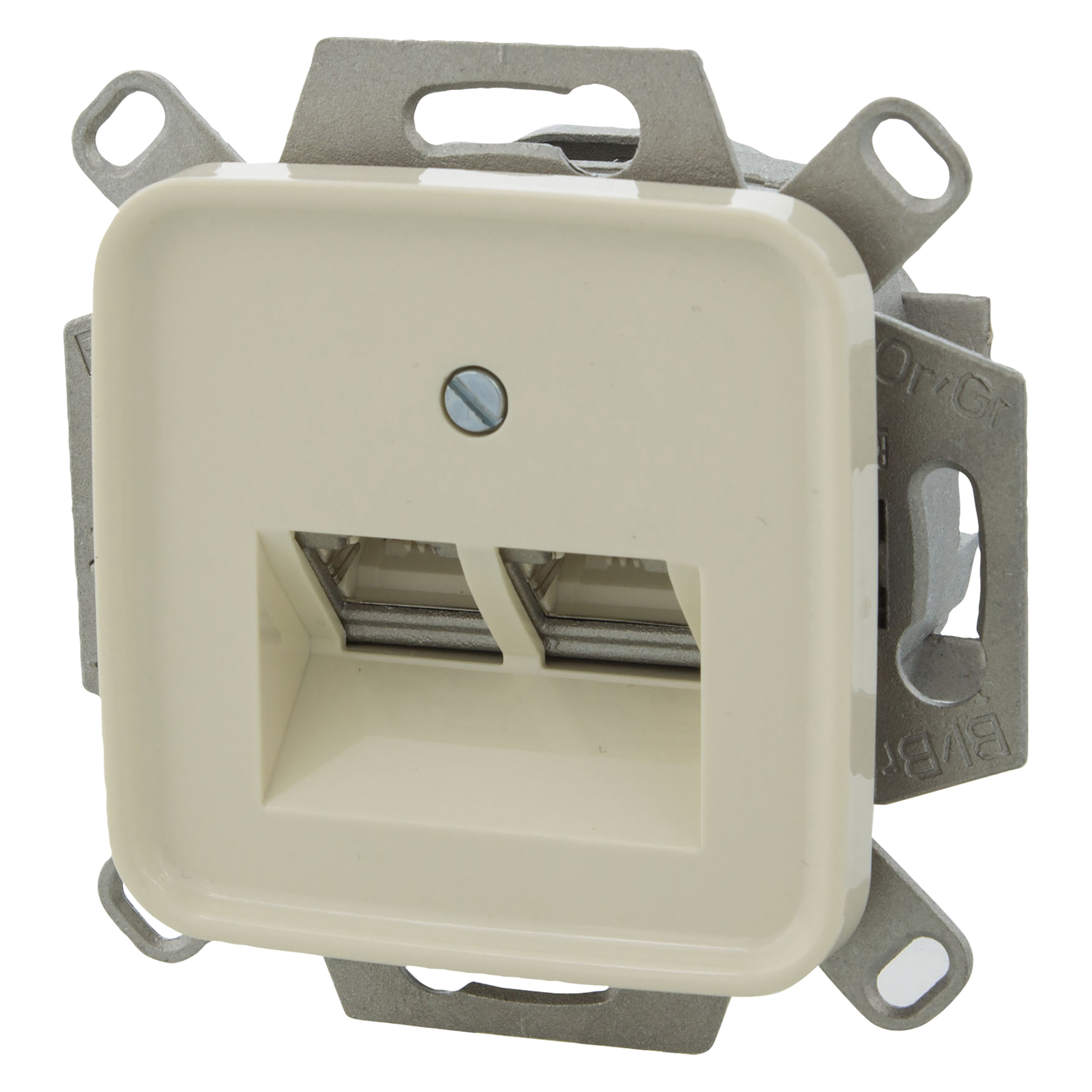 54.050.65   contactdoos ISDN - inbouw - 2 x 8-polig - CAT6A - geschikt voor Busch-Jaeger serie SI crème 