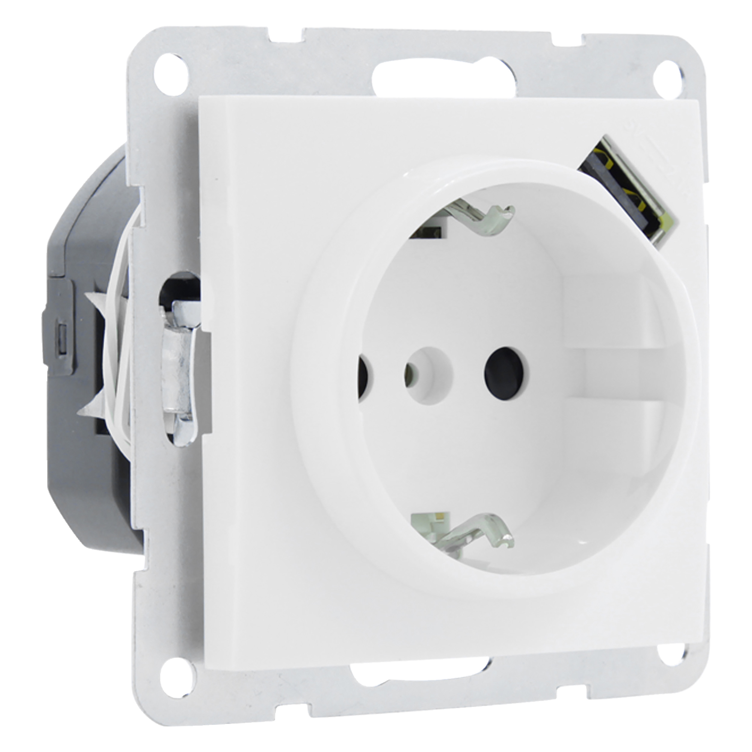 54.083.65 Q-Link S2 contactdoos inbouw - USB - 1-voudig - randaarde polarwit 