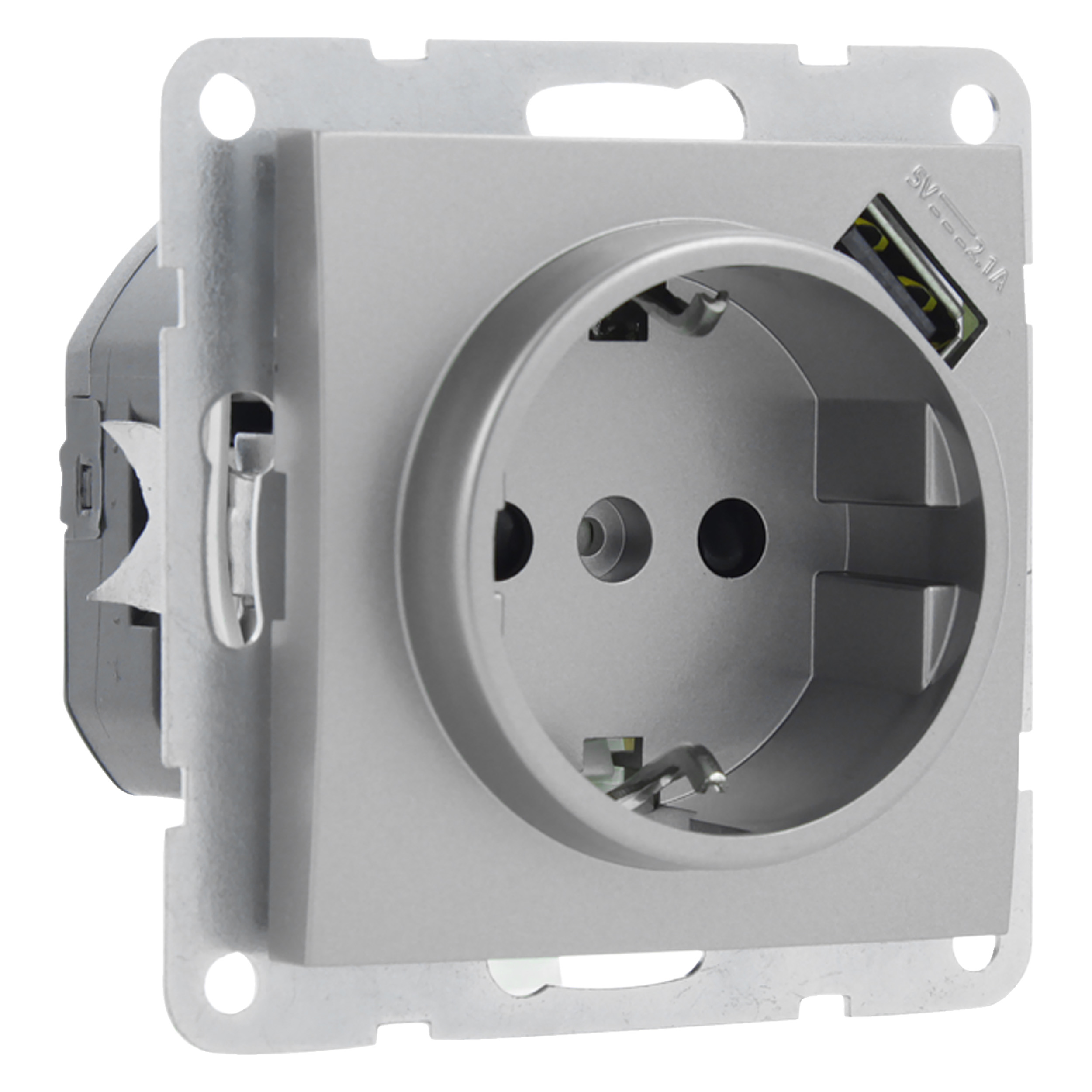54.083.66 Q-Link S2 contactdoos inbouw - USB - 1-voudig - randaarde RVS 