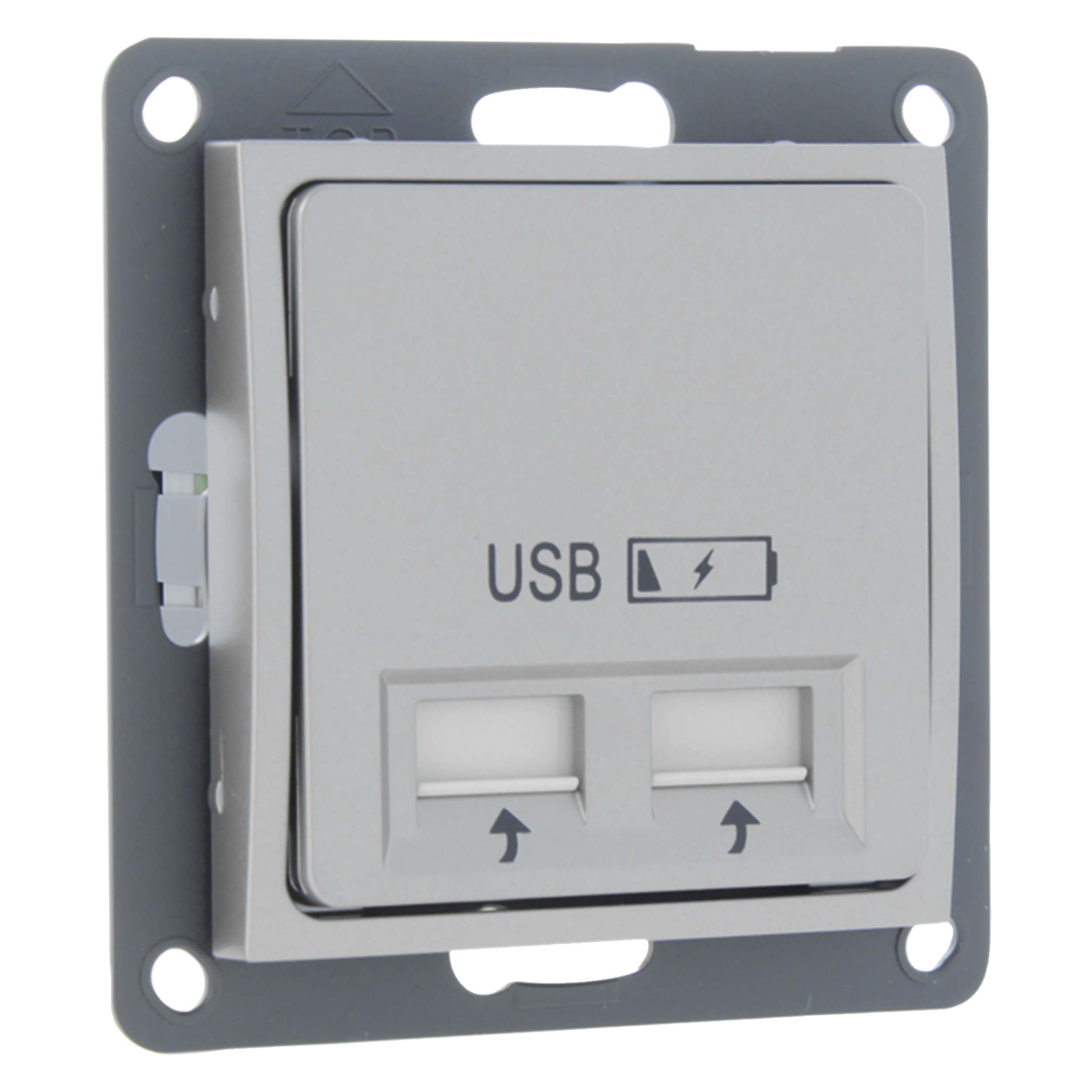54.084.43 Q-Link S2 contactdoos inbouw - 2 x USB - 5V RVS 