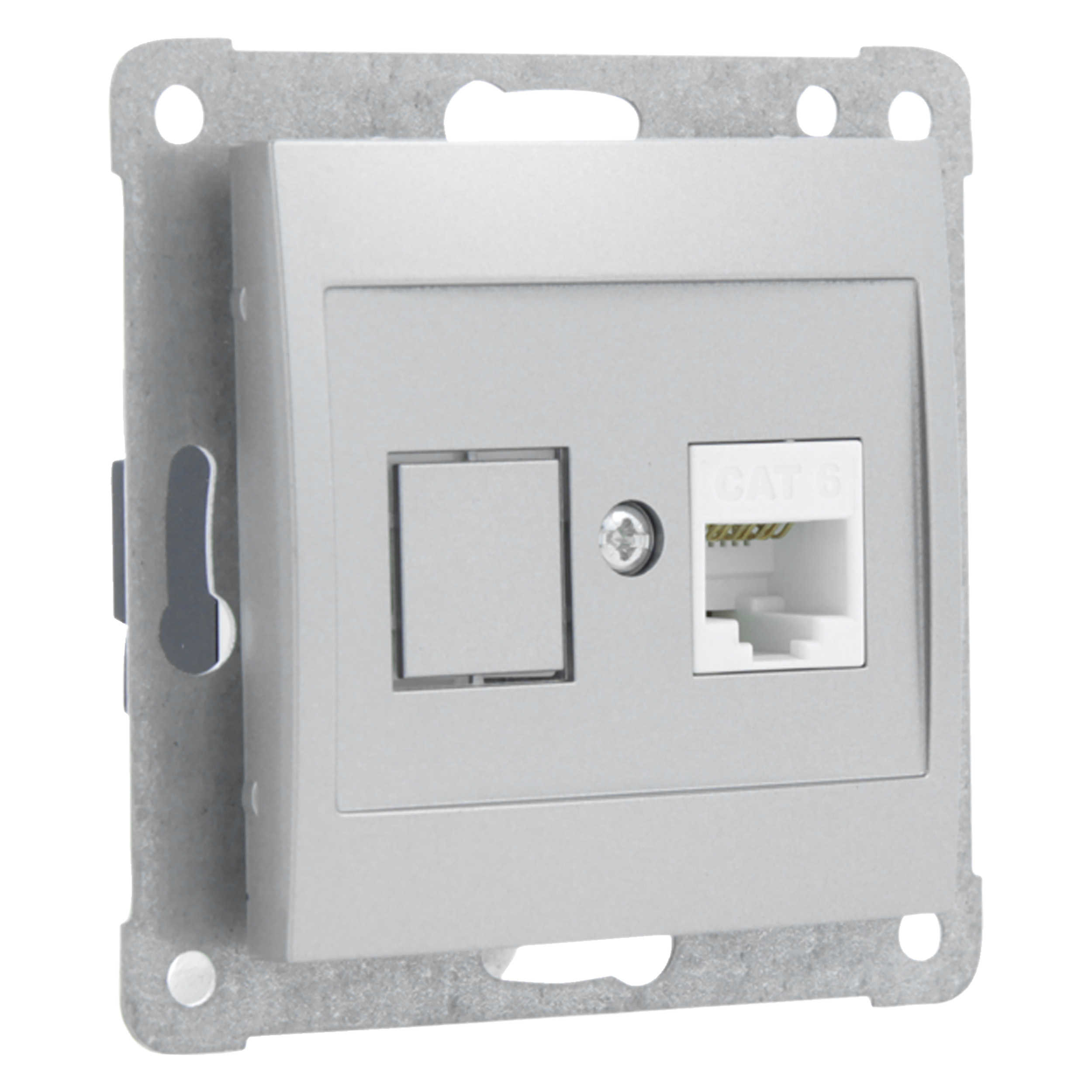 54.084.64 Q-Link S2 contactdoos telefoon/data - inbouw - CAT6 - 2 x 8-polig RVS 