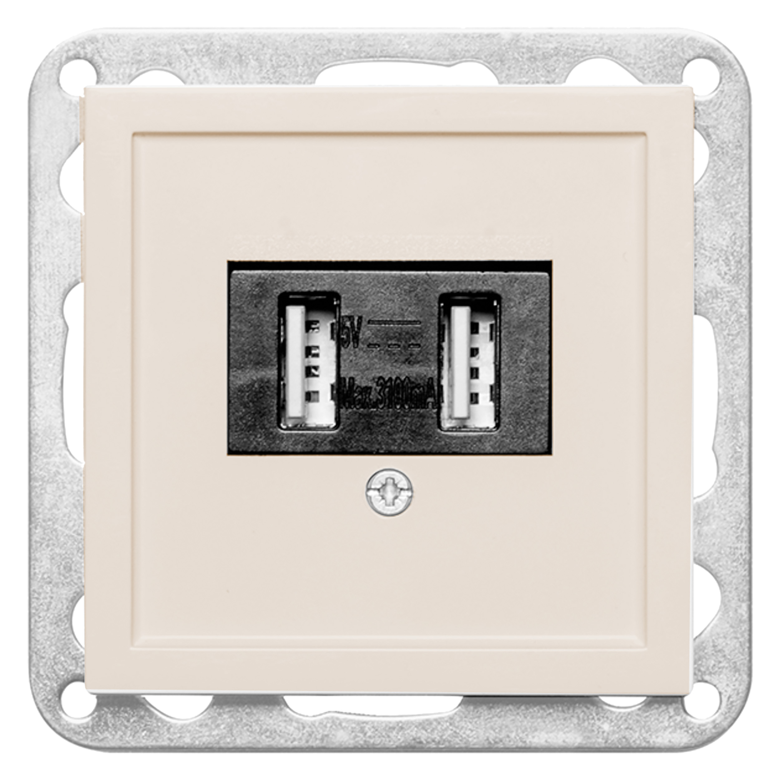 54.090.57   contactdoos inbouw - USB - 2V crème 