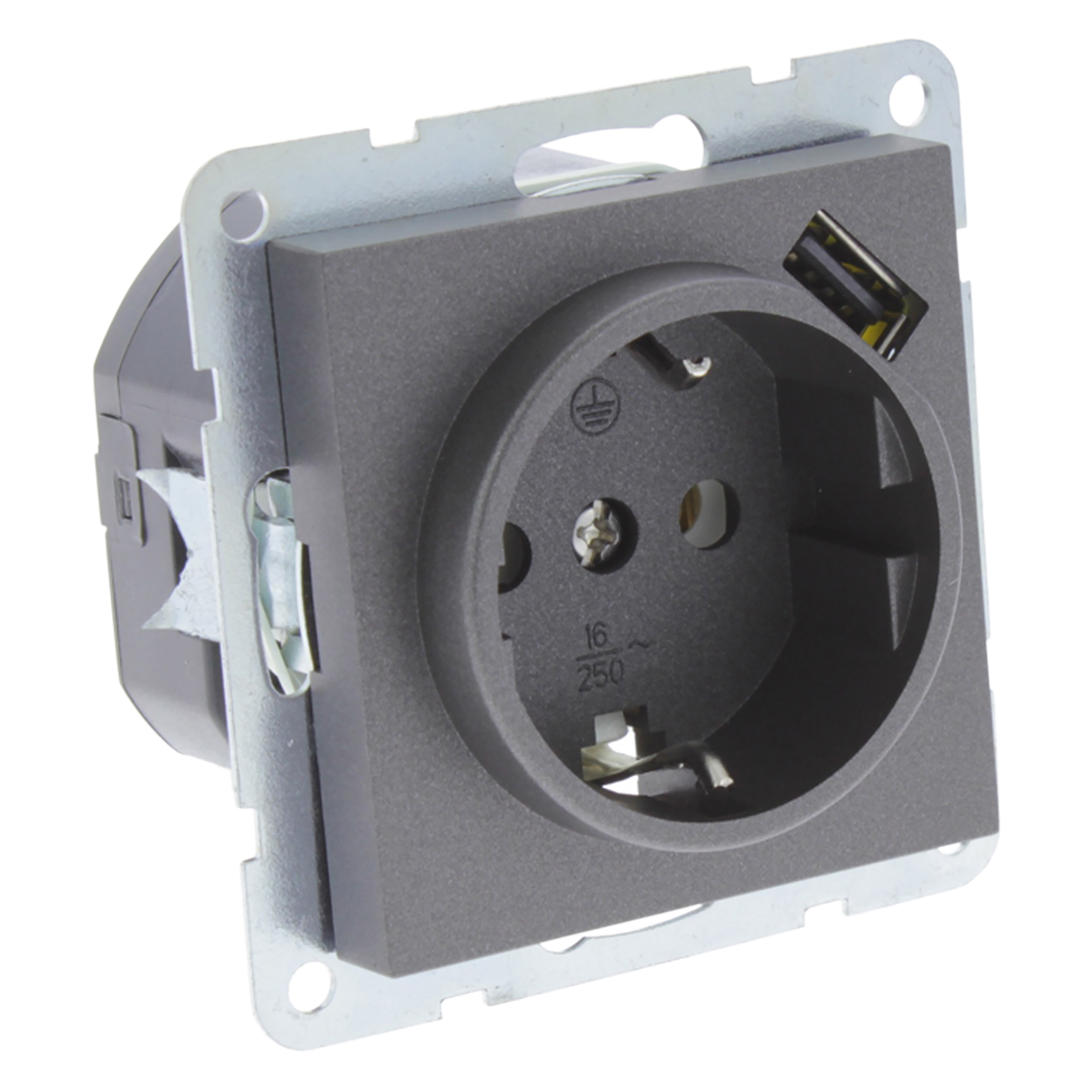 54.097.46 Q-Link S-Line contactdoos randaarde - USB - 2.1A - 5V antraciet 
