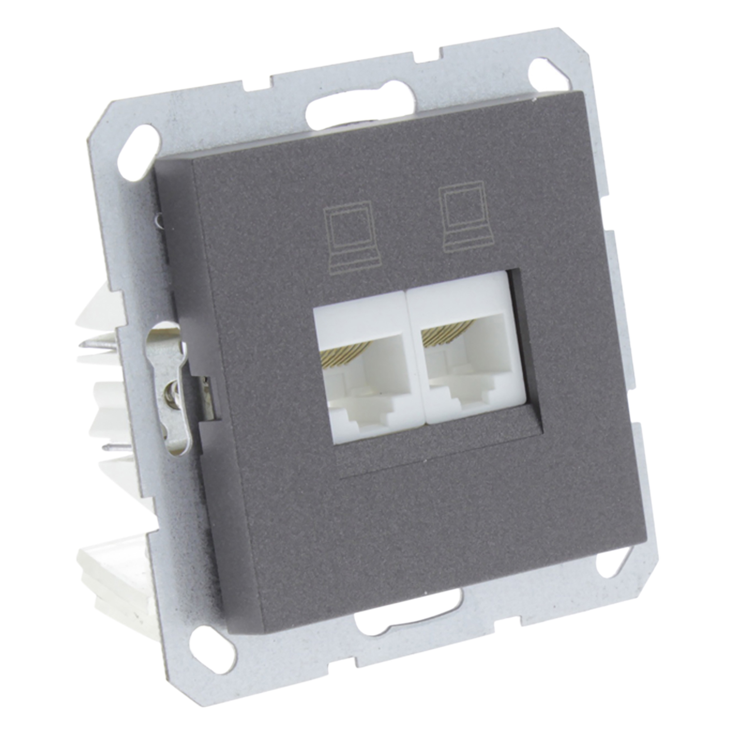 54.097.64 Q-Link S-Line contactdoos telefoon/data - inbouw - CAT5E - 2 x 8-polig antraciet 