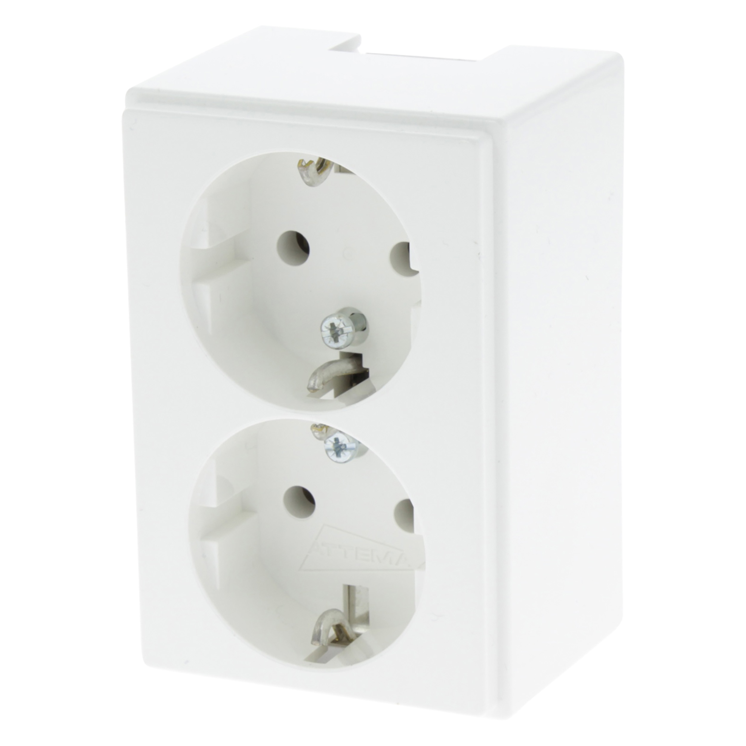 54.300.12 Attema P25 contactdoos P25 - 2-voudig - randaarde polarwit 