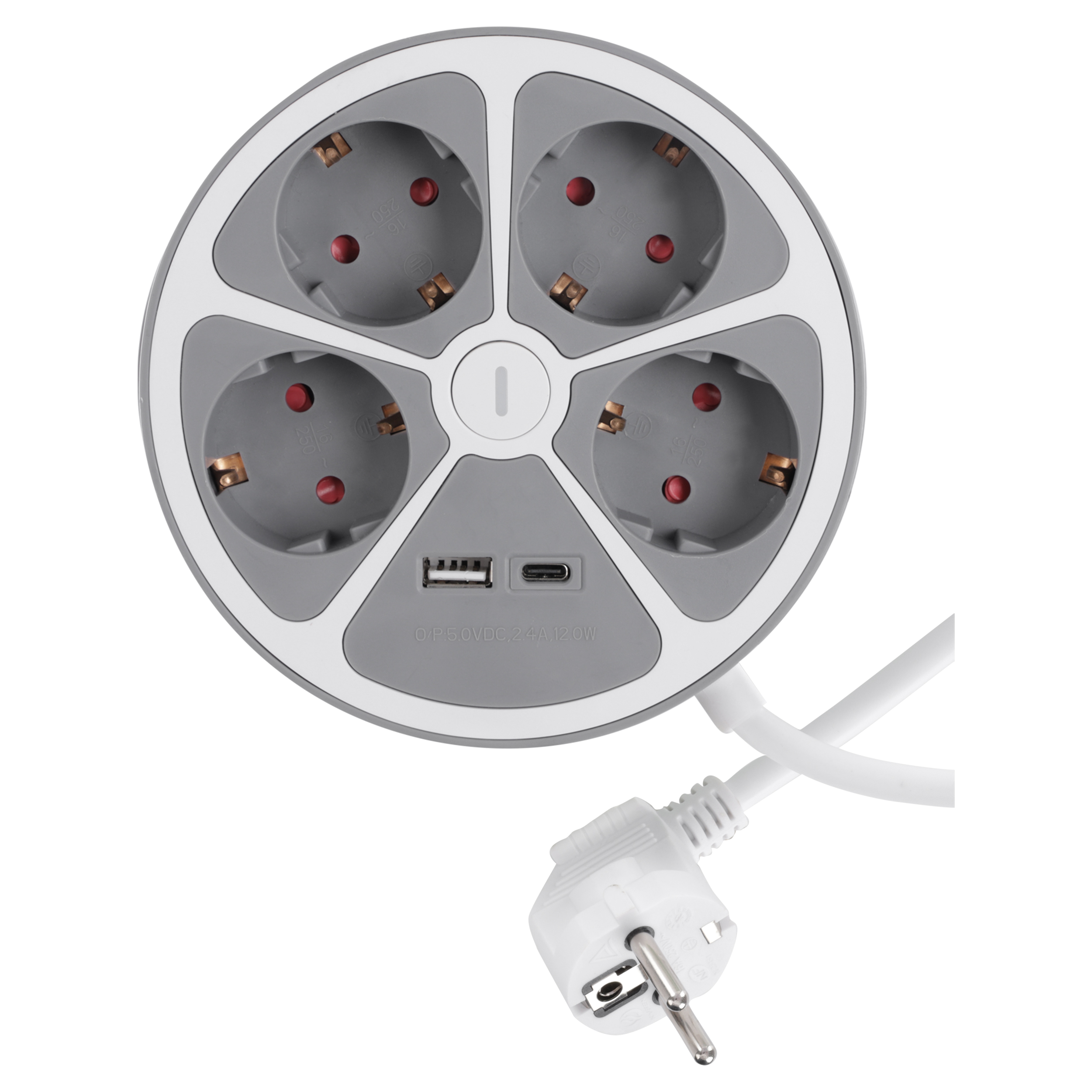 54.402.45 Q-Link  stekkerdoos 4-voudig - randaarde - met schakelaar - USB A/C wit/grijs 1.5 m