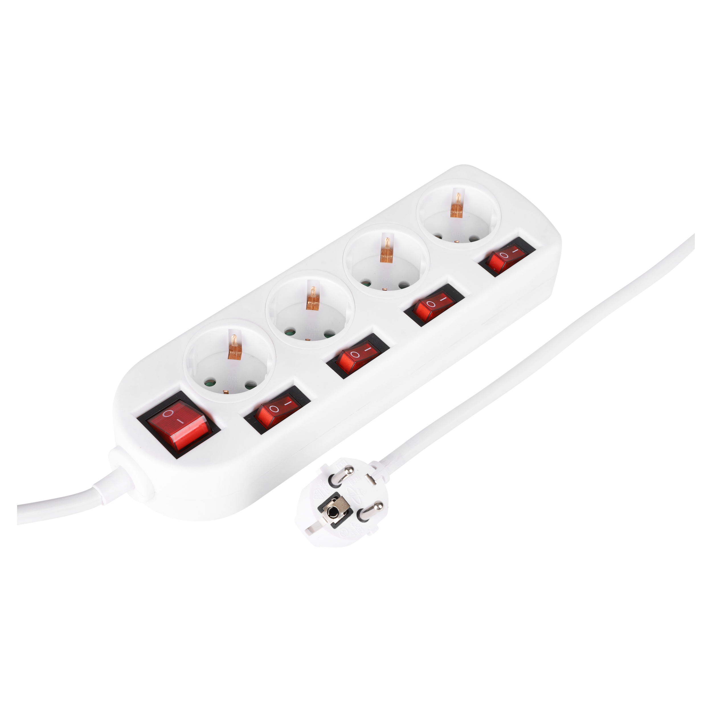 54.502.52 Q-Link  stekkerdoos 4-voudig - met 5 x schakelaar wit 3 x 1.5 mm² - 1.5 m